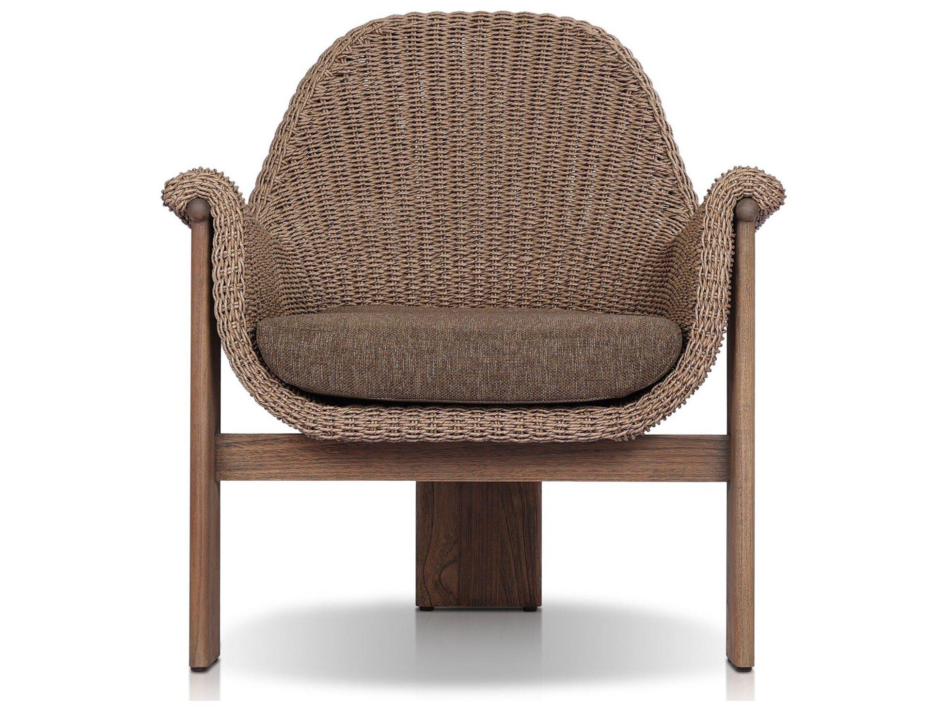 Four Hands Outdoor Garwood Santoro Teak Wicker Lounge Chair in Ellor Brown