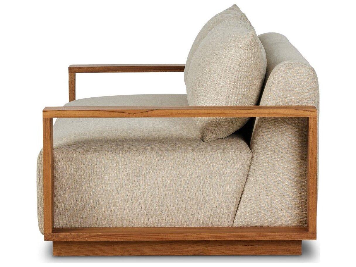 Four Hands Outdoor Garwood Branford Teak Cushion Sofa in Ellor Beige