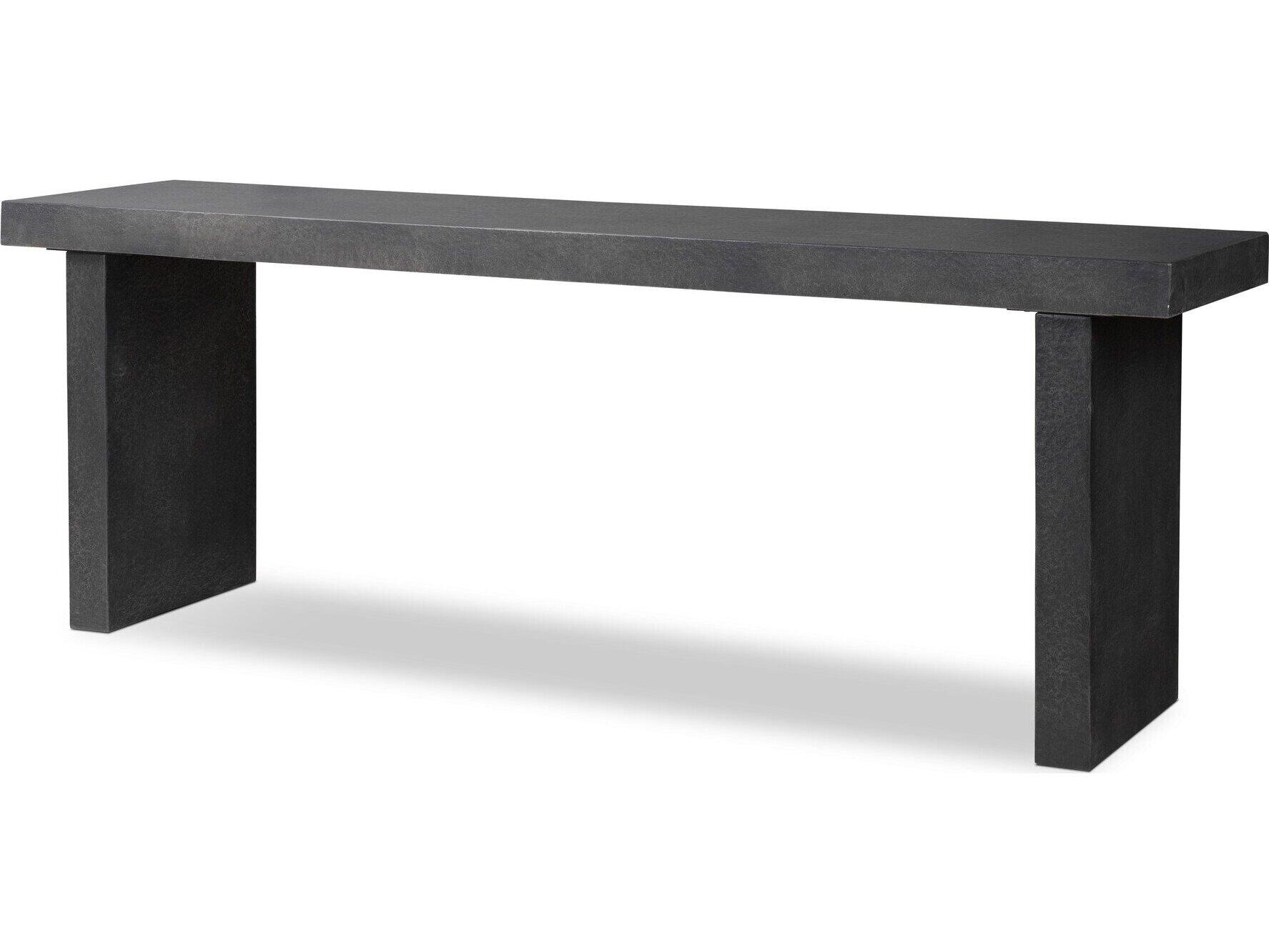 Four Hands Outdoor Chandler Huesca Distressed Graphite Concrete Rectangular Console Table