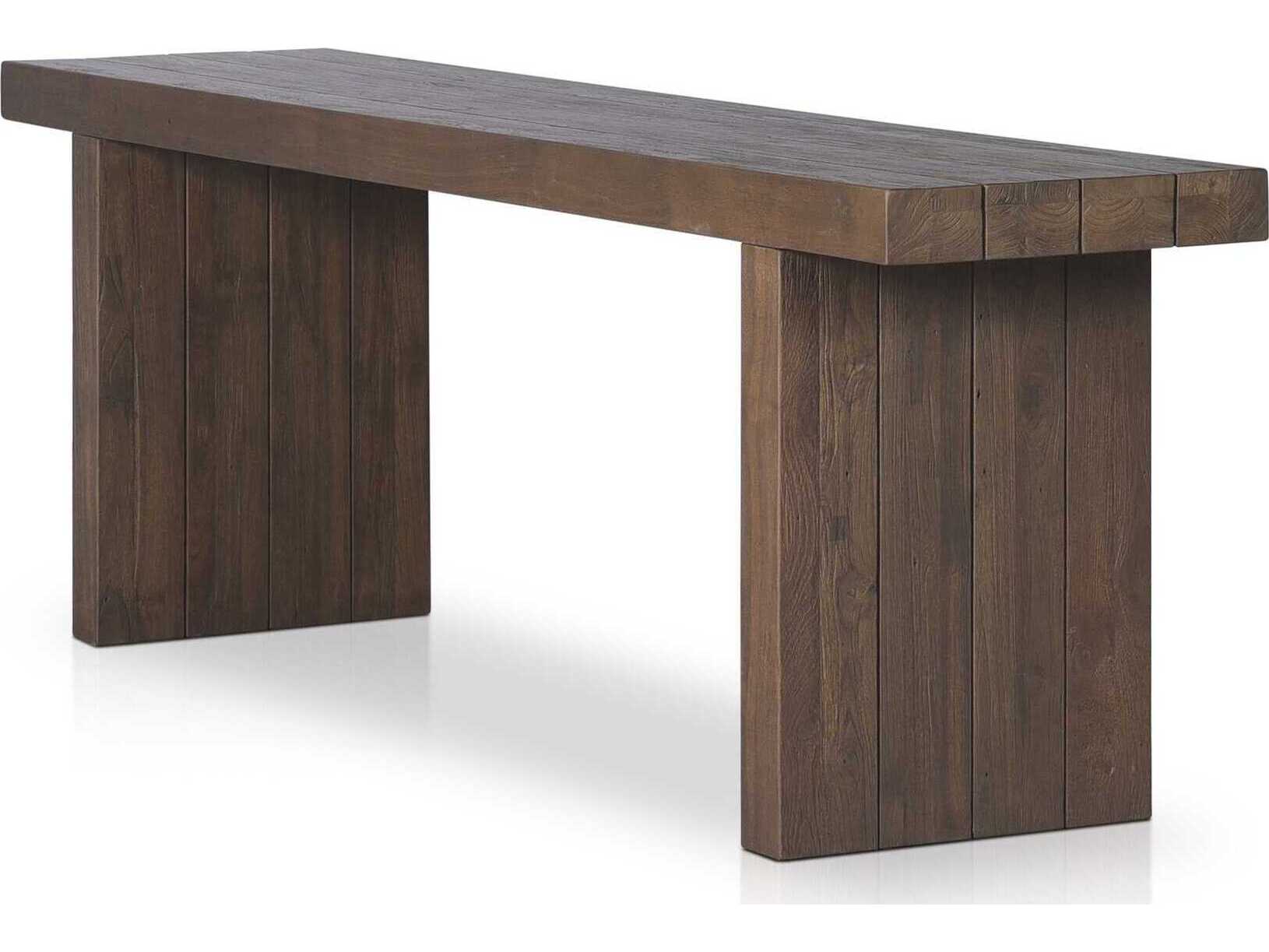 Luxecor Globetrotter Outdoor Encino Stained Heritage Brown Teak Rectangular Console Table