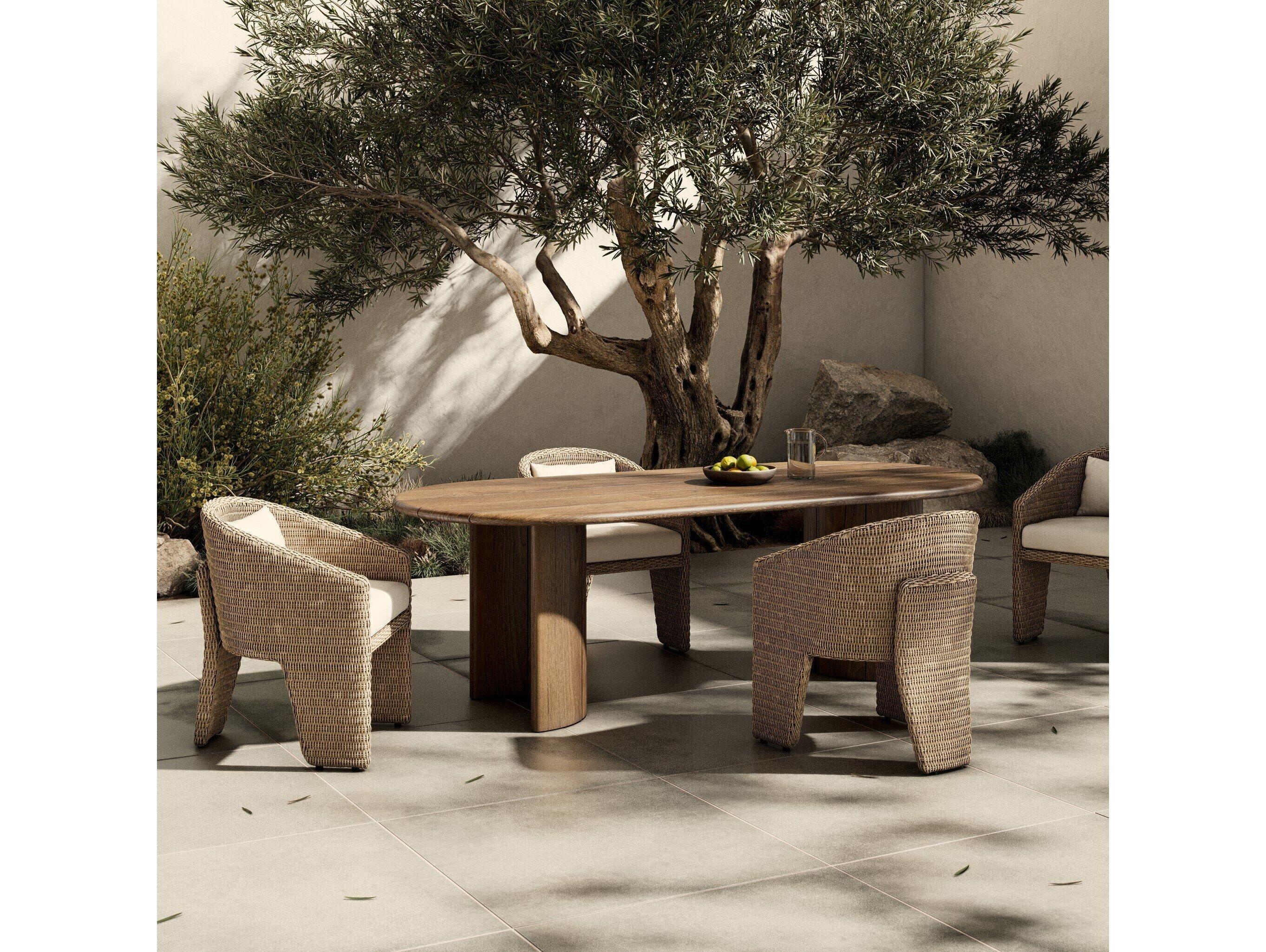 Four Hands Outdoor Duvall Paden Teak 94" x 42" Oval Dining Table