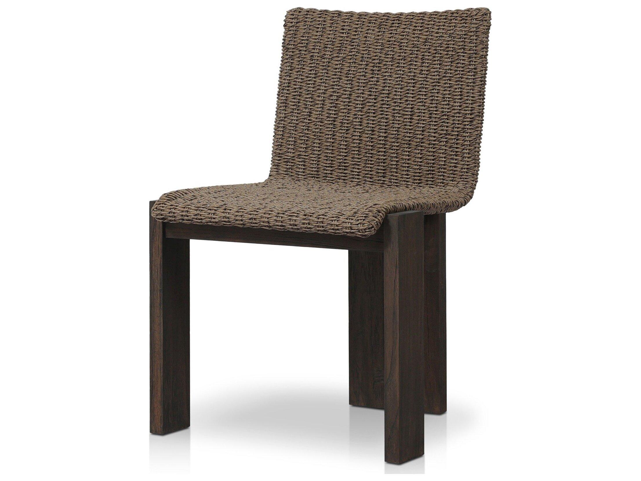 Four Hands Outdoor Duvall Roxy Teak Faux Dark Hyacinth Dining Side Chair