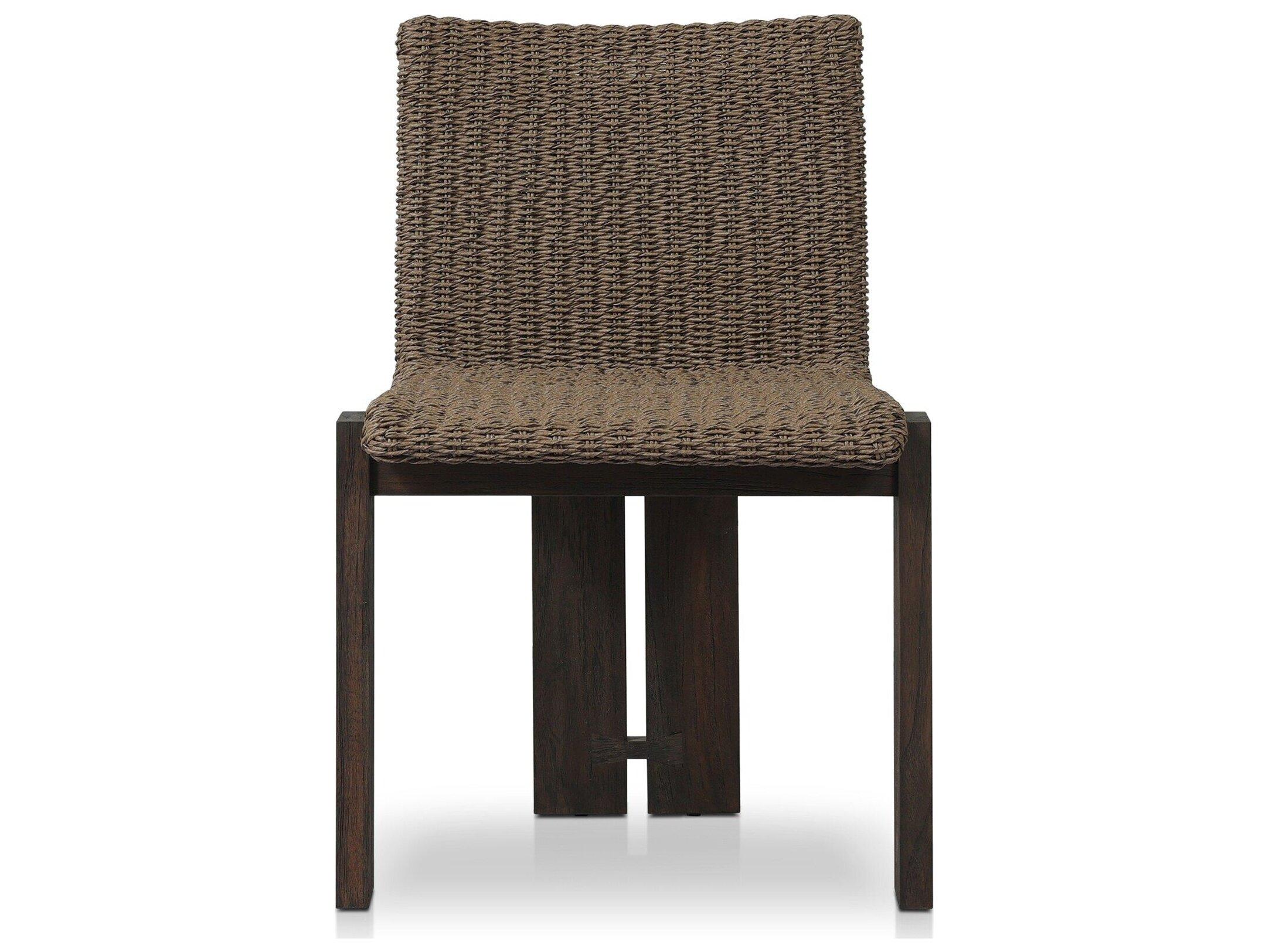 Four Hands Outdoor Duvall Roxy Teak Faux Dark Hyacinth Dining Side Chair
