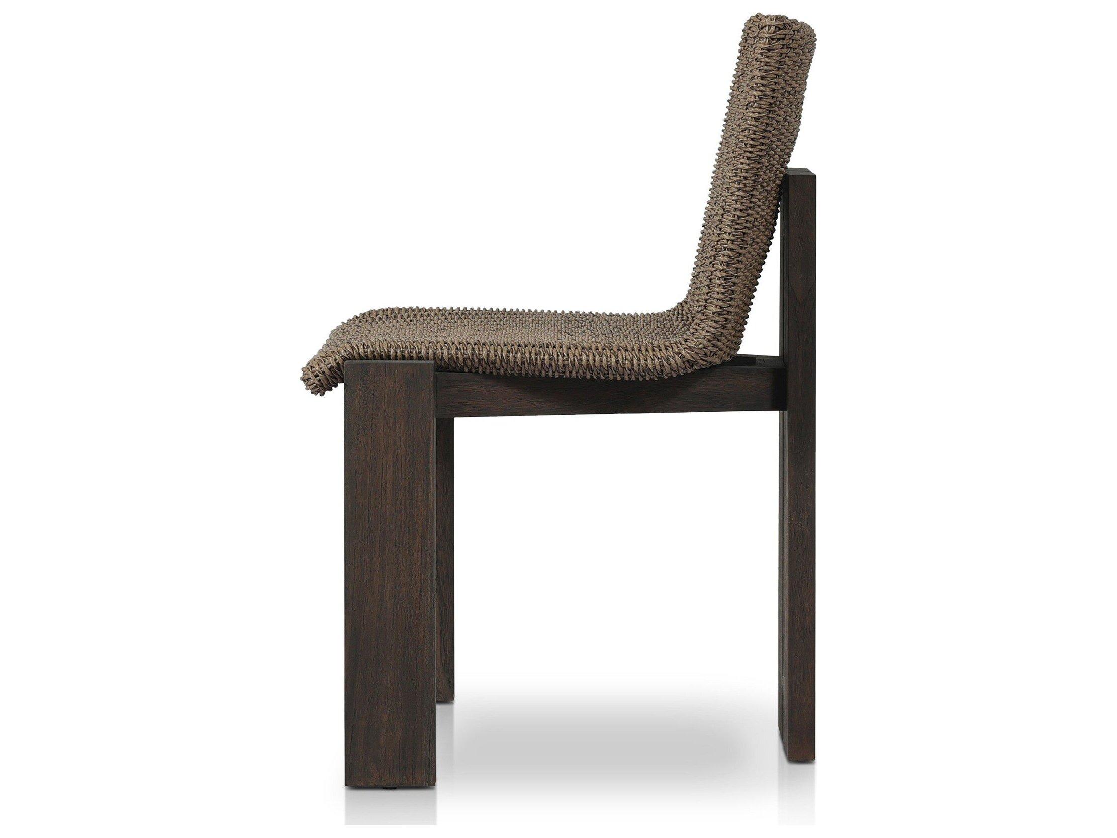 Four Hands Outdoor Duvall Roxy Teak Faux Dark Hyacinth Dining Side Chair