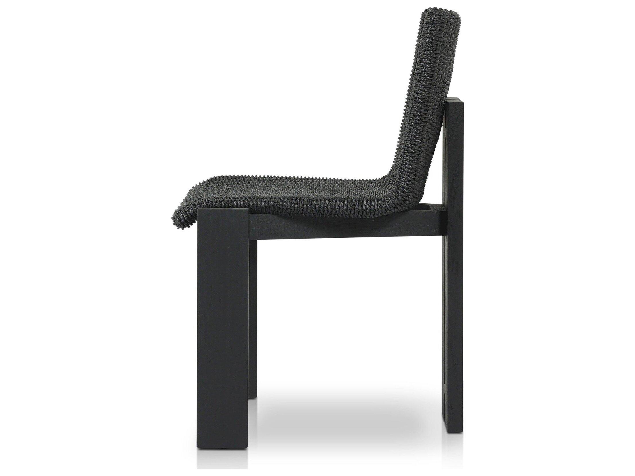 Four Hands Outdoor Duvall Roxy Teak Faux Black Hyacinth Dining Side Chair