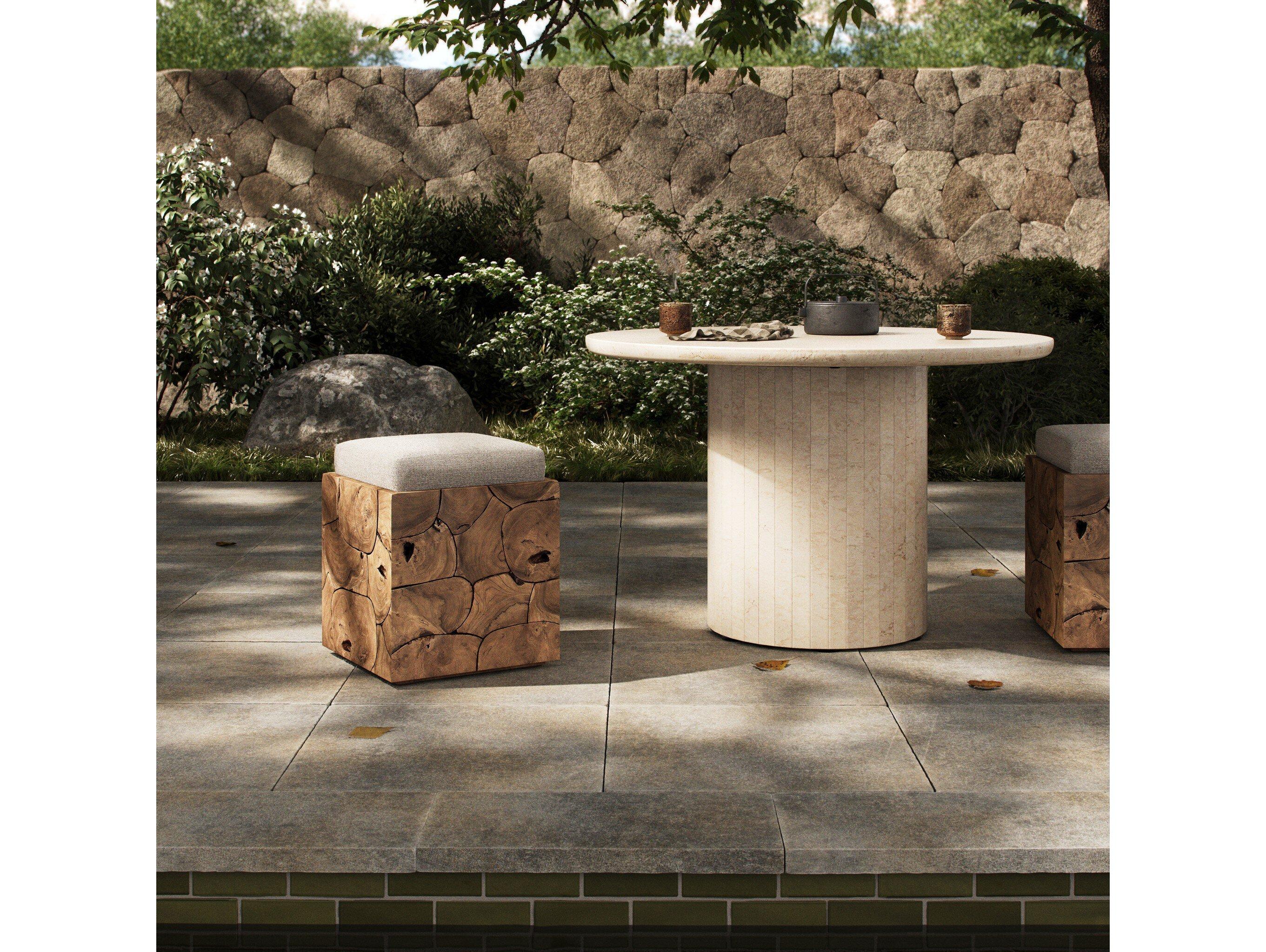 Four Hands Outdoor Duvall Tomlin Teak Cushion Ottoman