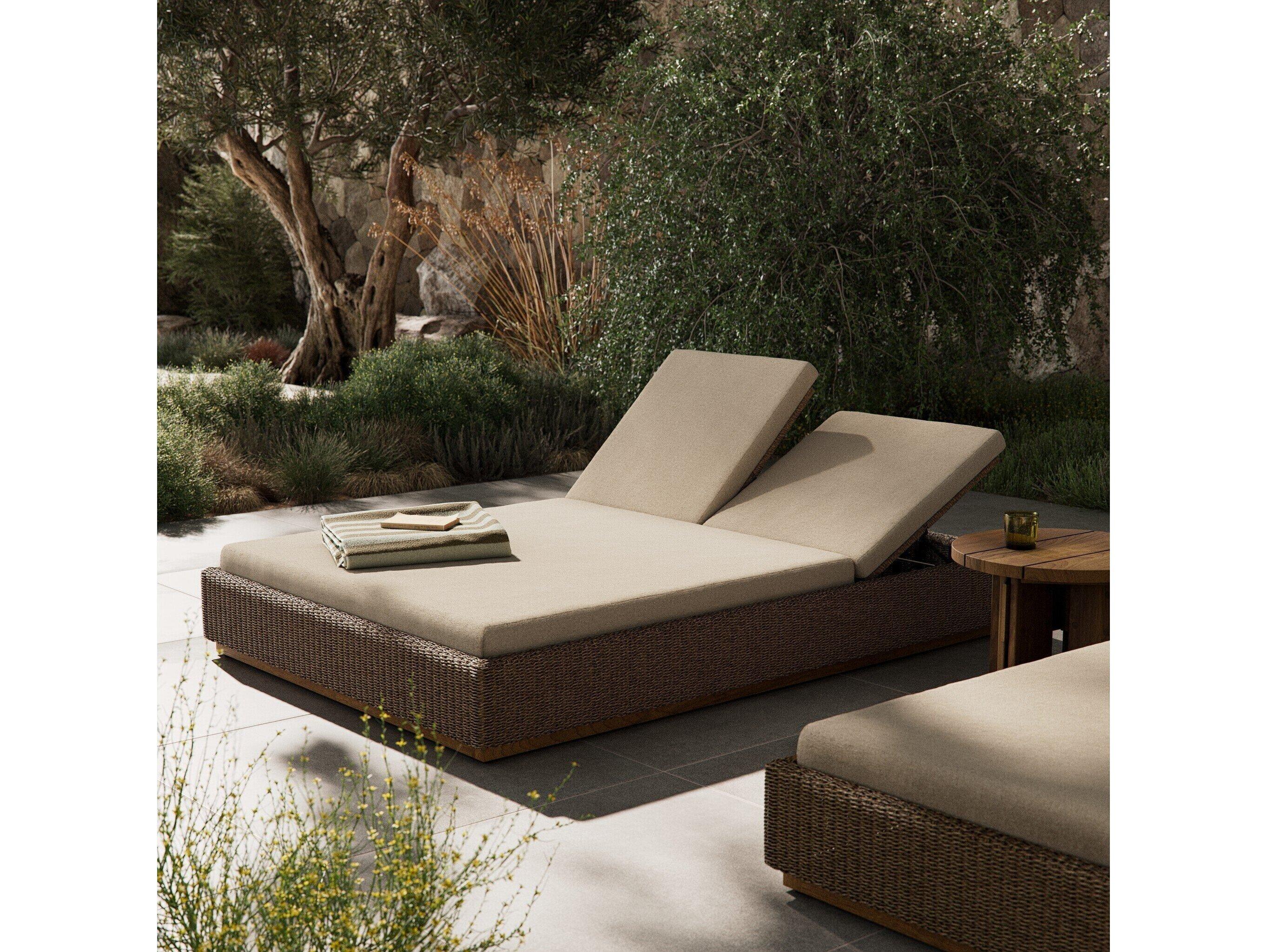 Four Hands Outdoor Solano Lorelei Double Chaise - Alessi Buff