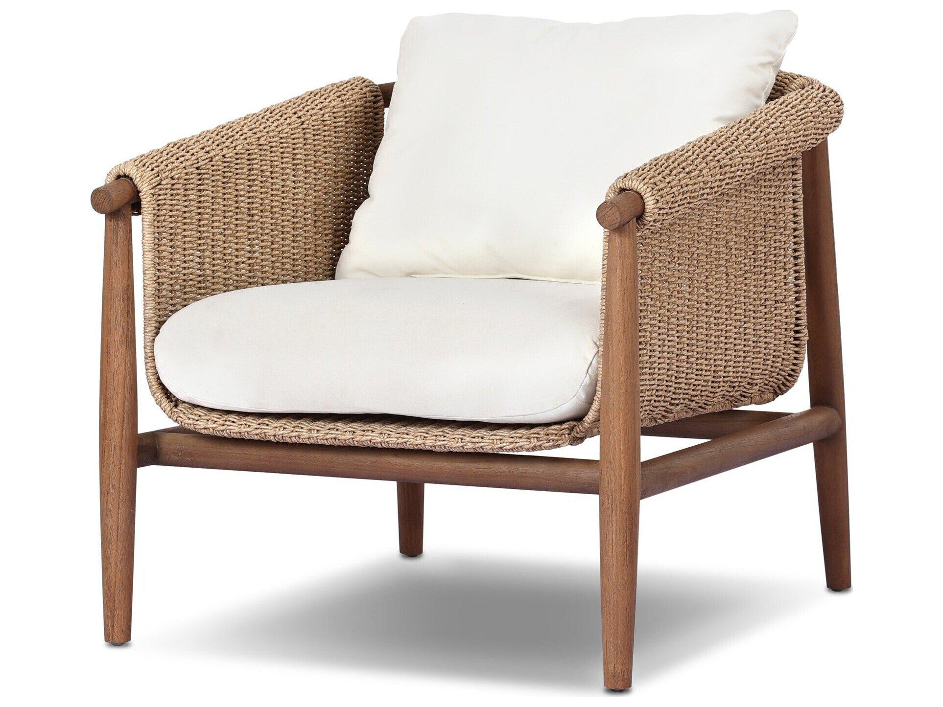 Four Hands Outdoor Grass Roots Cambrie Teak Cushion Lounge Chair in Arashi Salt