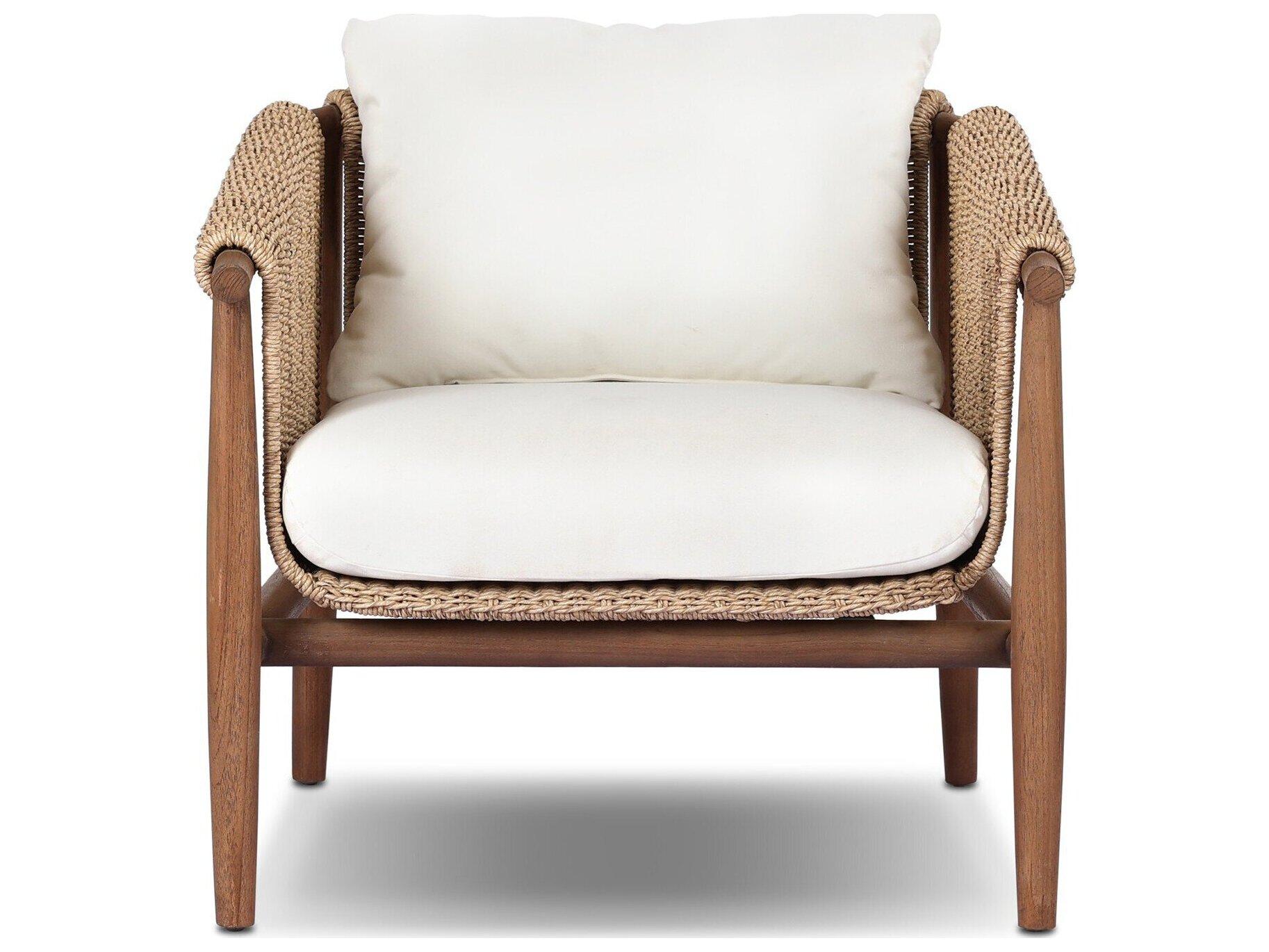 Four Hands Outdoor Grass Roots Cambrie Teak Cushion Lounge Chair in Arashi Salt