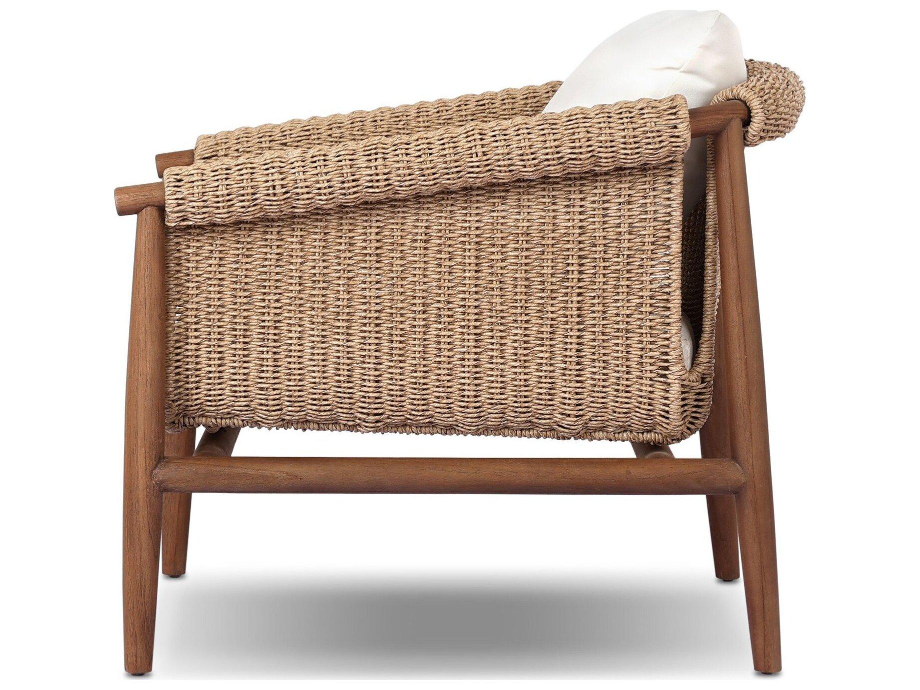Four Hands Outdoor Grass Roots Cambrie Teak Cushion Lounge Chair in Arashi Salt