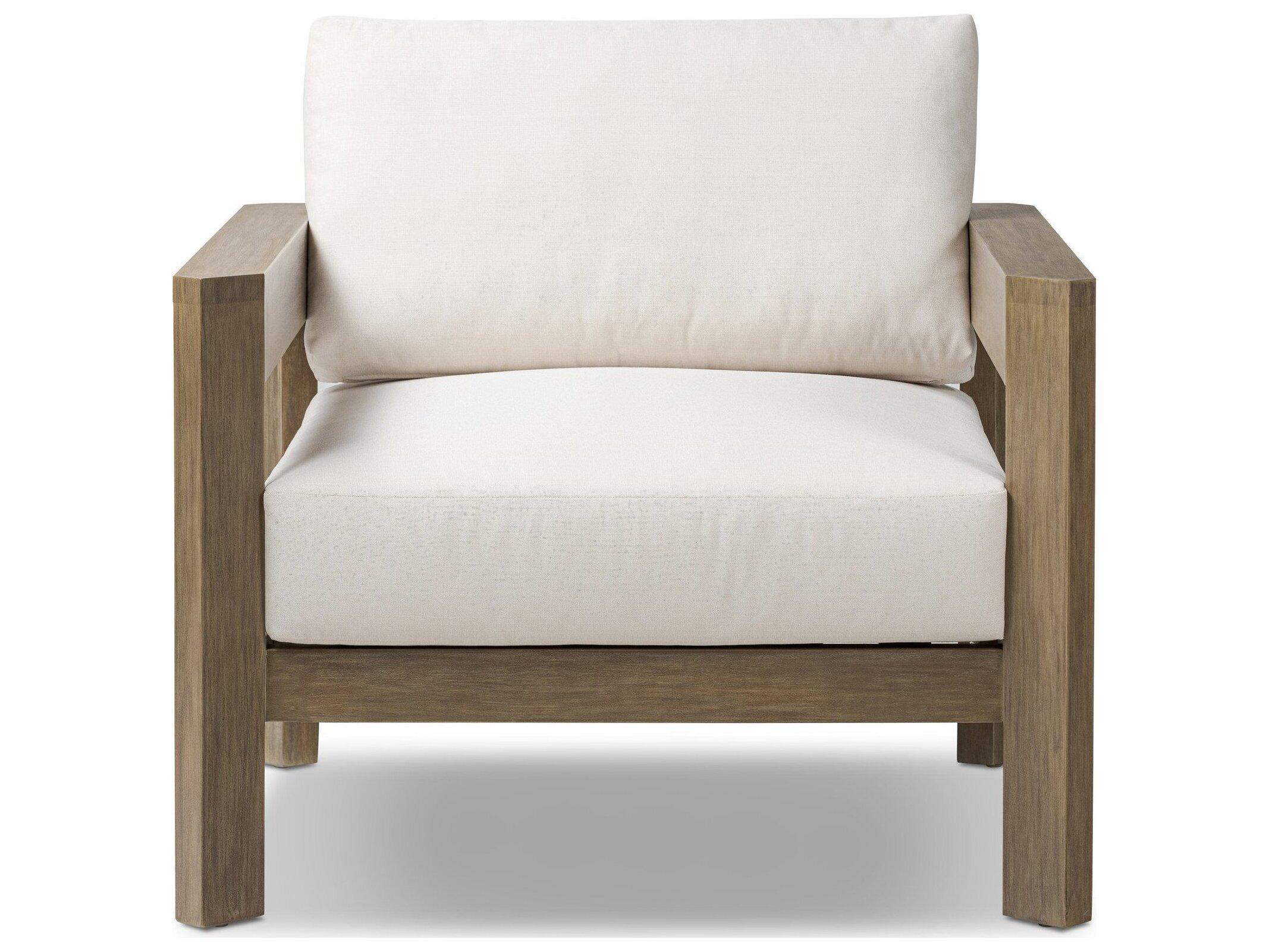 Four Hands Outdoor Halsted Milford Natural Wood Cushion Lounge Chair in Lakin Oat