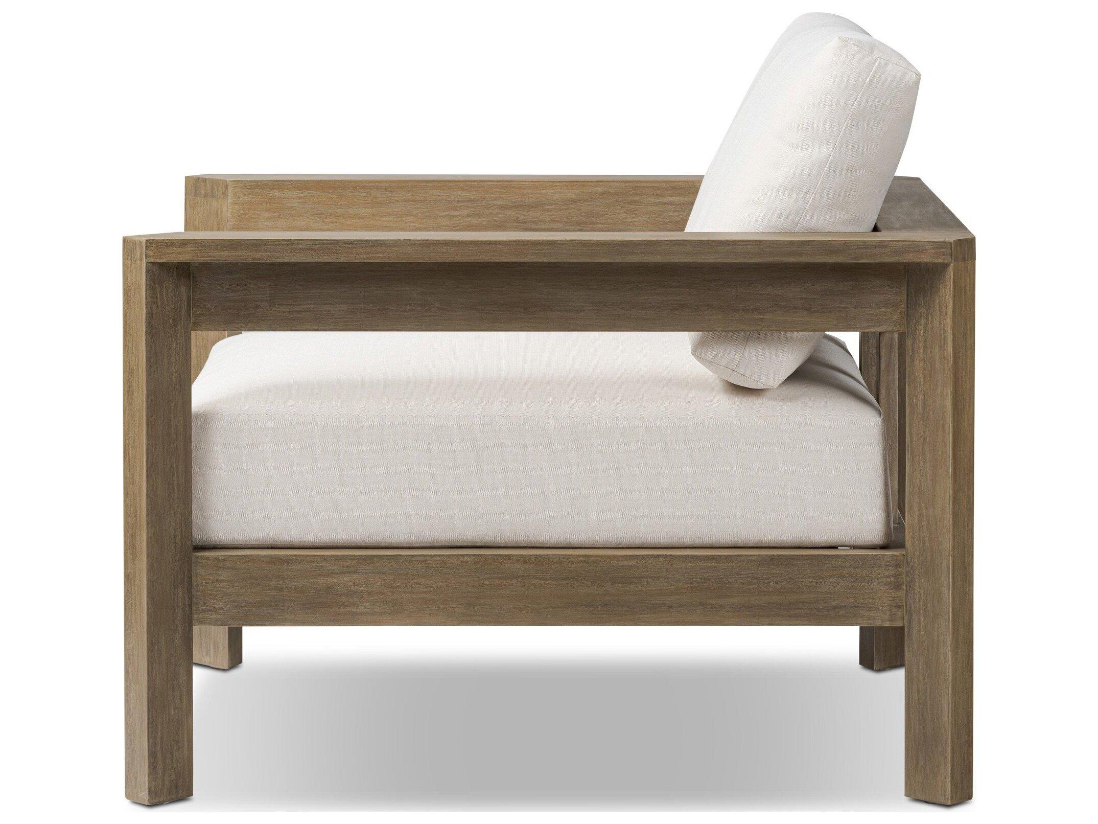 Four Hands Outdoor Halsted Milford Natural Wood Cushion Lounge Chair in Lakin Oat