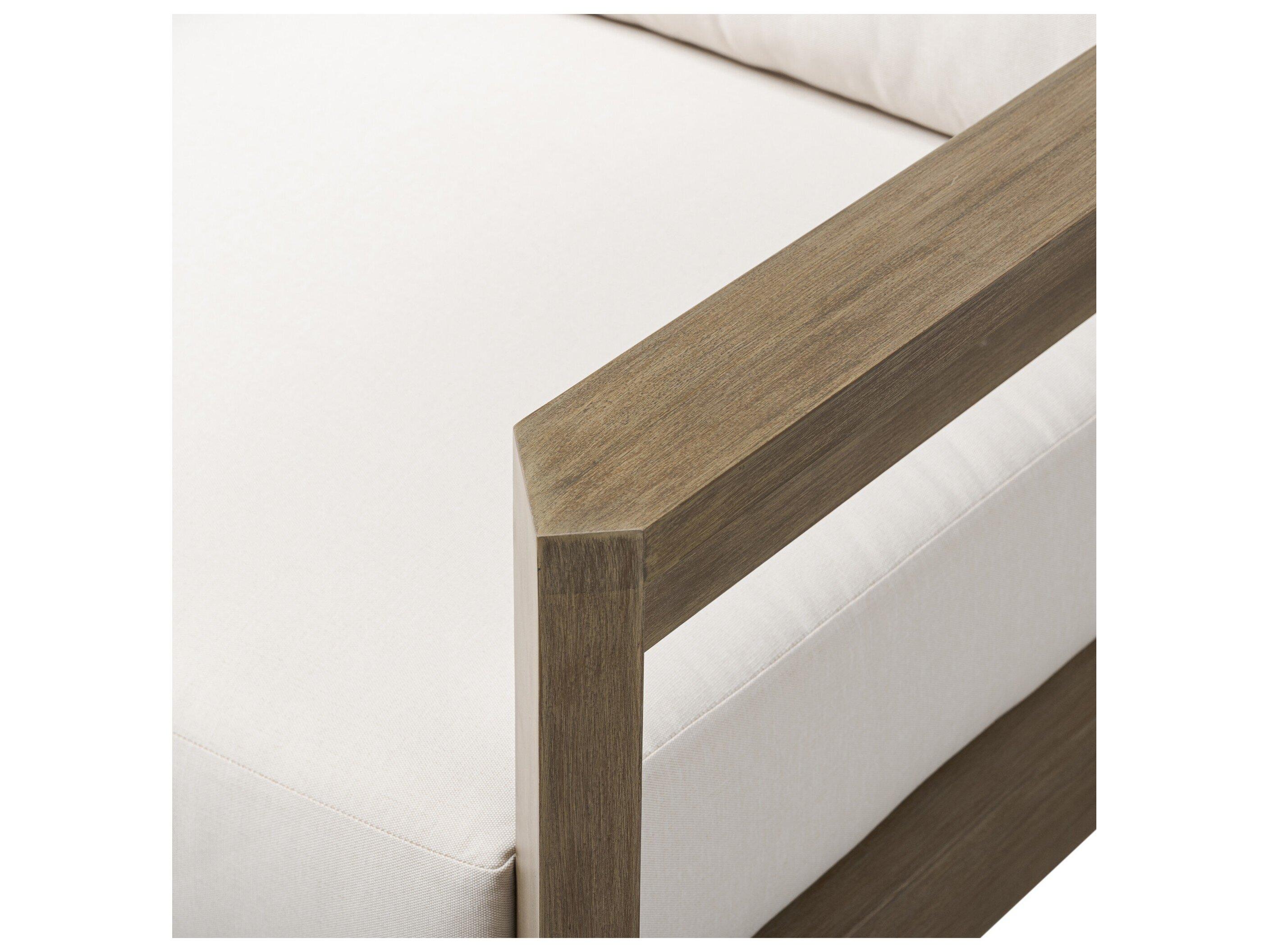 Four Hands Outdoor Halsted Milford Natural Wood Cushion Lounge Chair in Lakin Oat