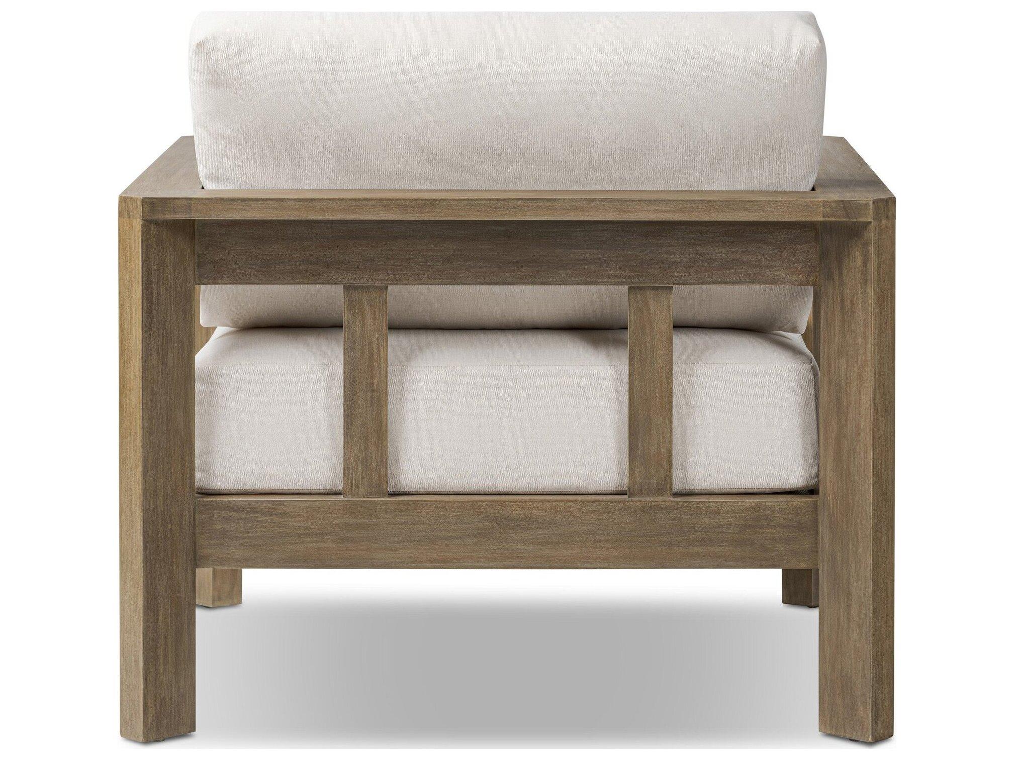 Four Hands Outdoor Halsted Milford Natural Wood Cushion Lounge Chair in Lakin Oat