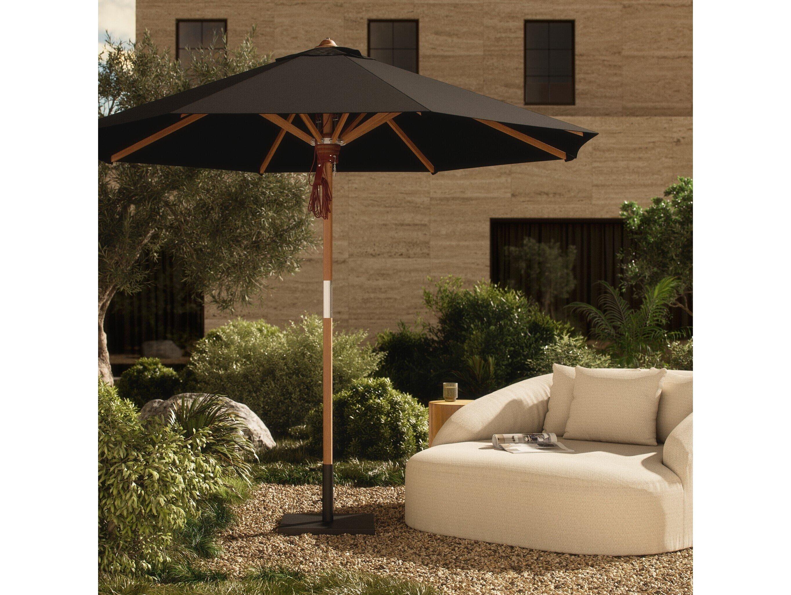Four Hands Outdoor Garwood Baska Arashi Black Fine Sanded Teak Umbrella