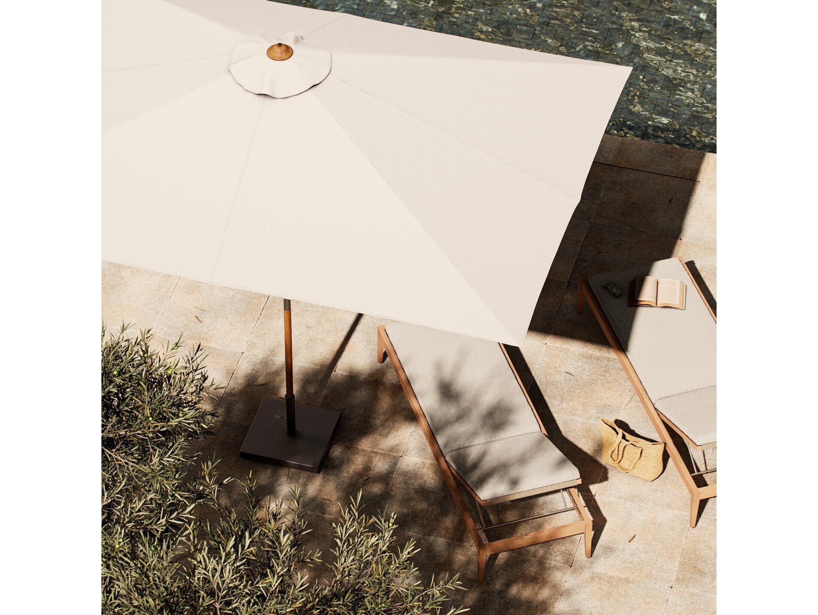 Four Hands Outdoor Garwood Baska Arashi Salt Fine Sanded Teak Umbrella