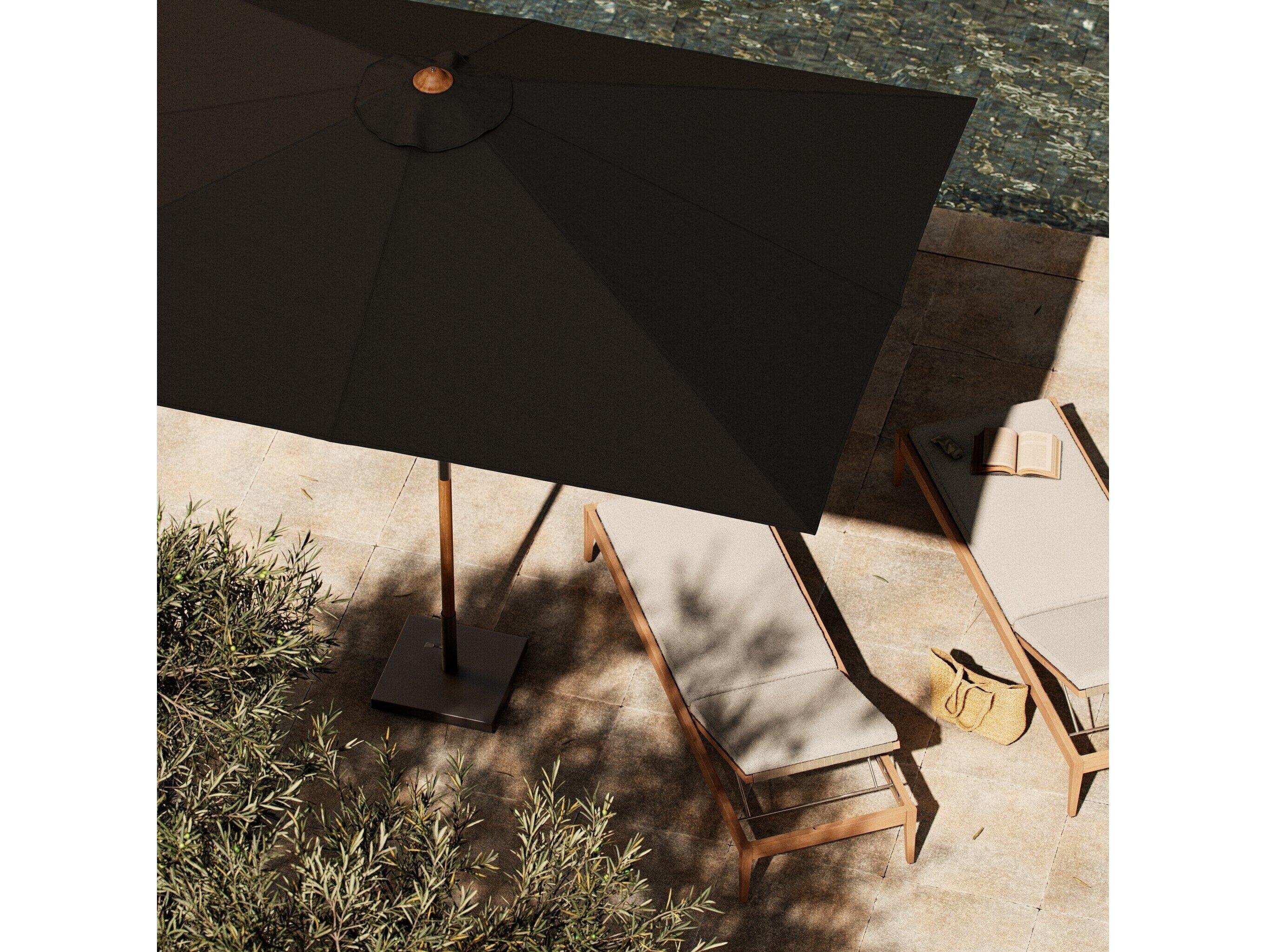 Four Hands Outdoor Garwood Baska Arashi Black Fine Sanded Teak Umbrella