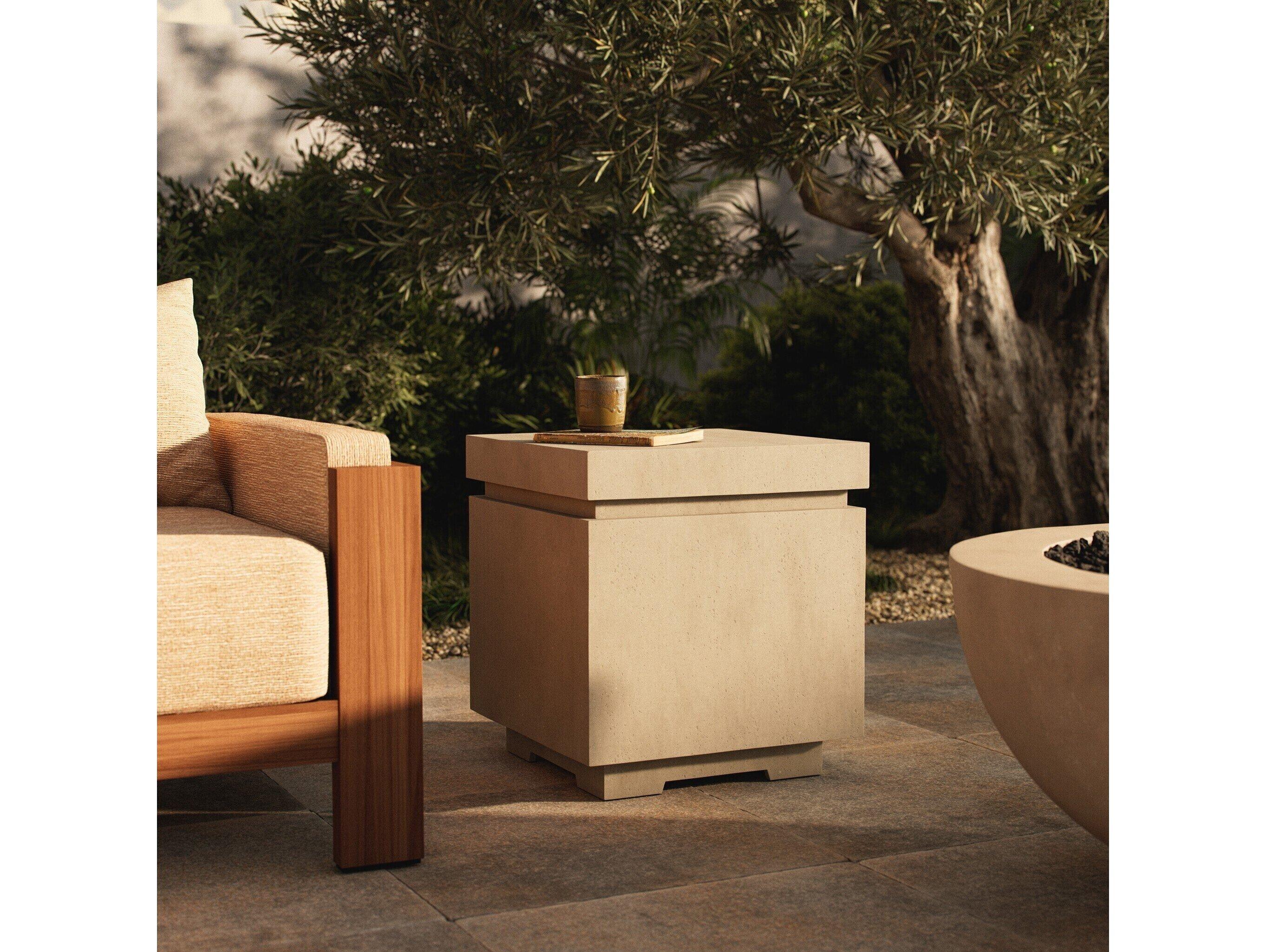 Four Hands Outdoor Falco Posen Natural Concrete Square End Table