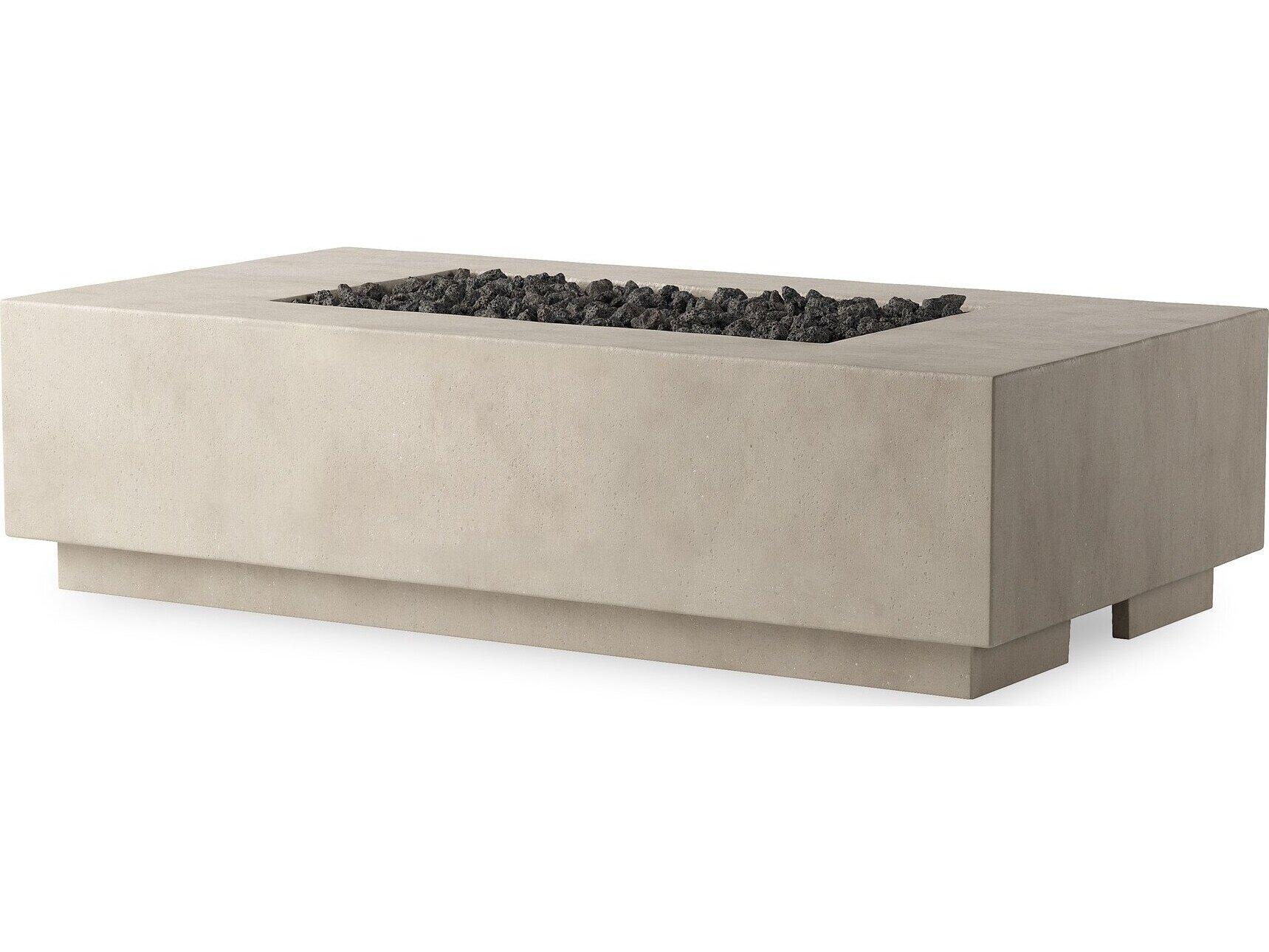 Four Hands Outdoor Falco Kenton Natural Concrete 60" x 32" Rectangular Fire Pit Table