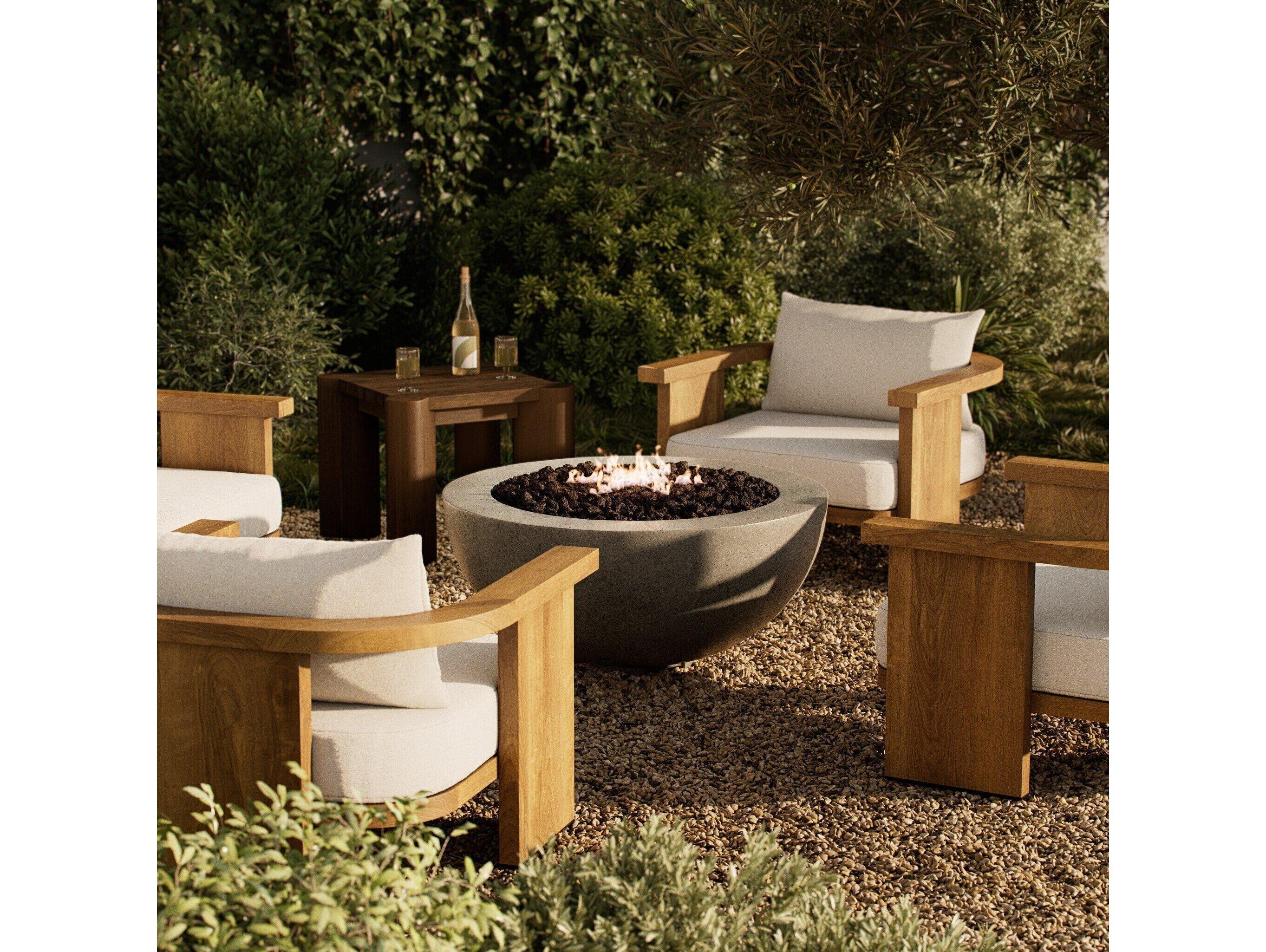 Four Hands Outdoor Falco Bronson Pewter Concrete 39" Round Fire Pit Table