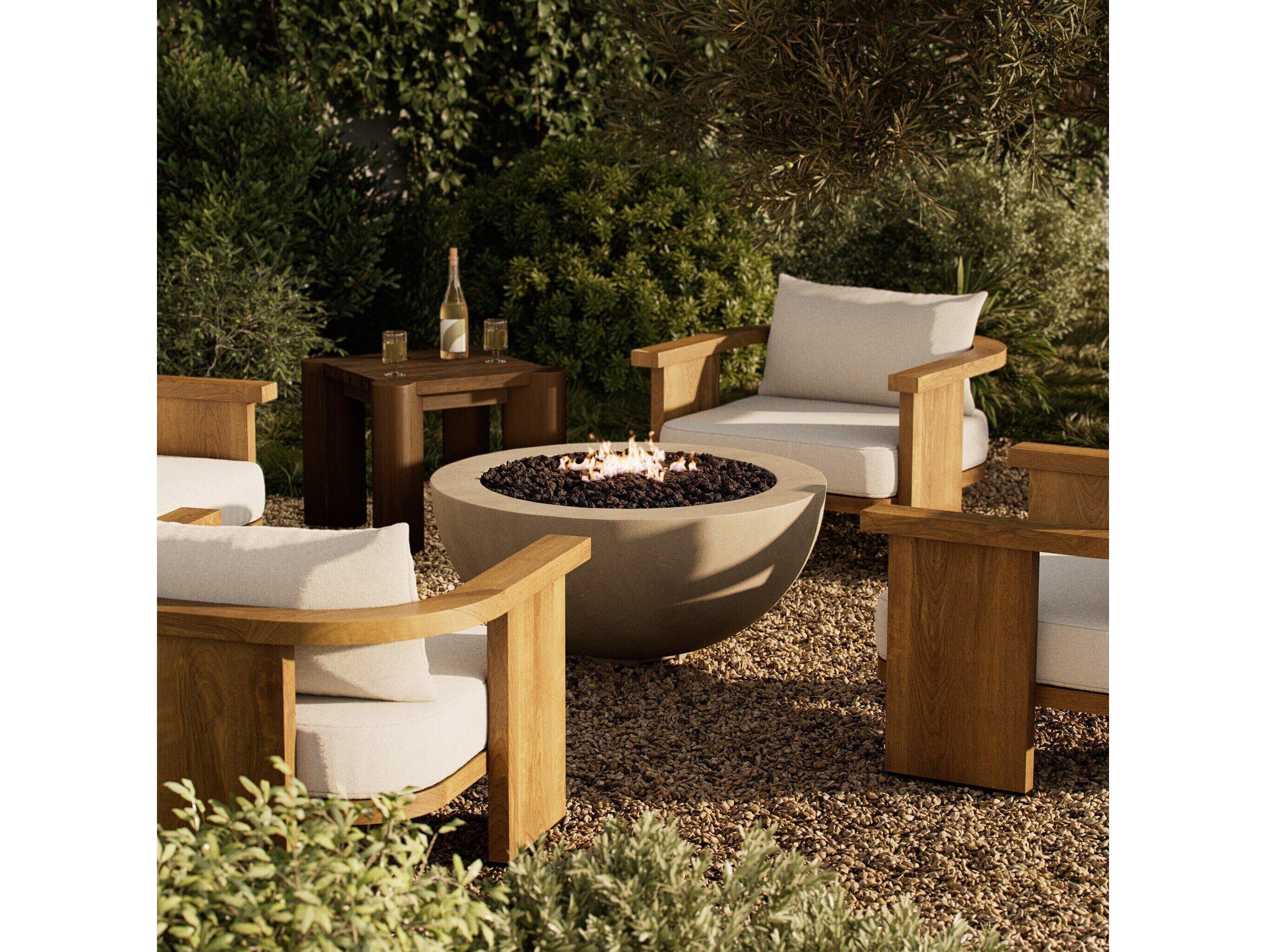 Four Hands Outdoor Falco Bronson Natural Concrete 39" Round Fire Pit Table