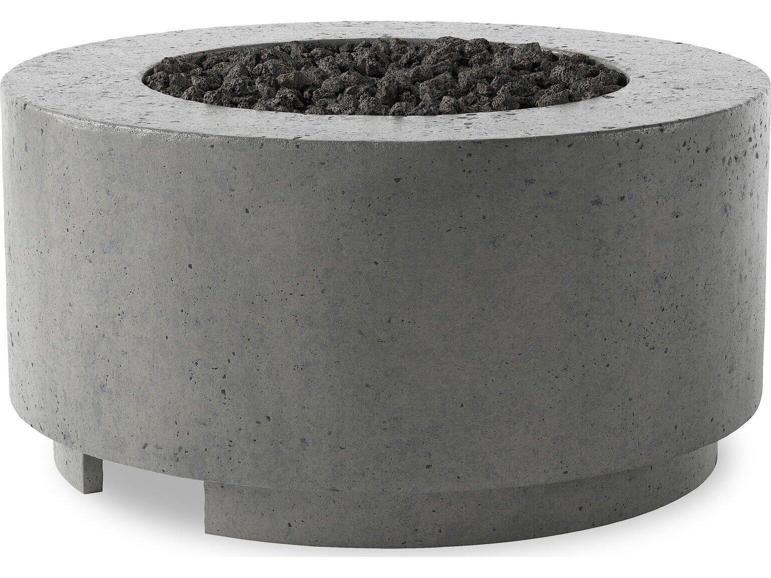 Four Hands Outdoor Falco Damian Pewter Concrete 35.5" Round Fire Pit Table