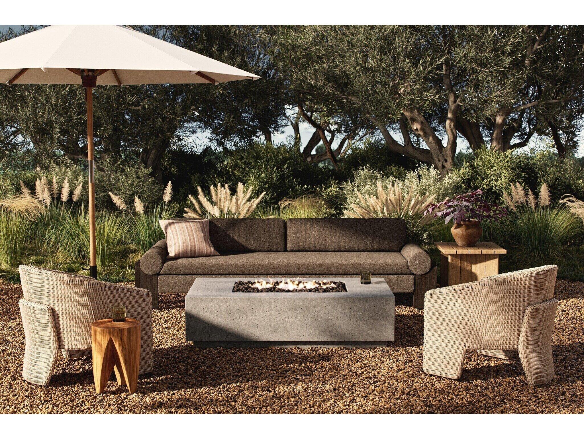 Four Hands Outdoor Falco Kenton Pewter Concrete 62" x 32" Rectangular Fire Pit Table