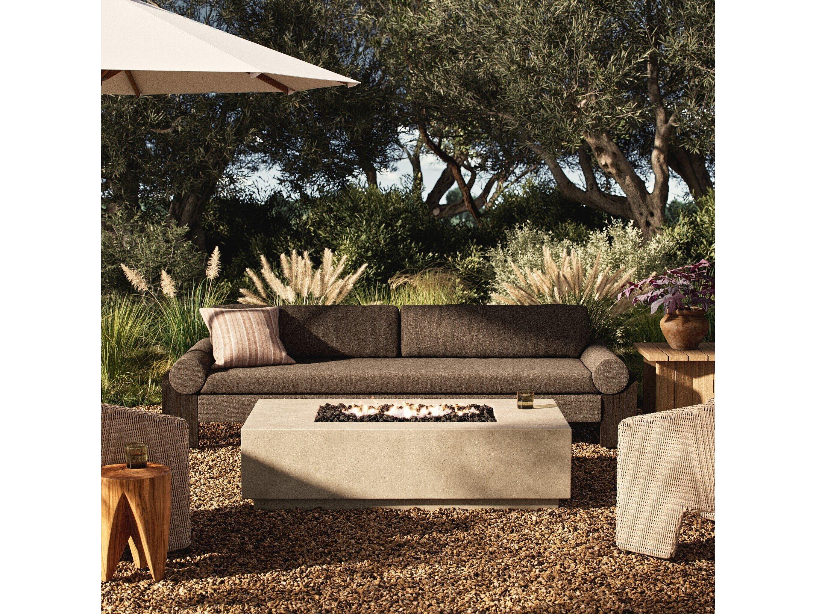 Four Hands Outdoor Falco Kenton Natural Concrete 60" x 32" Rectangular Fire Pit Table