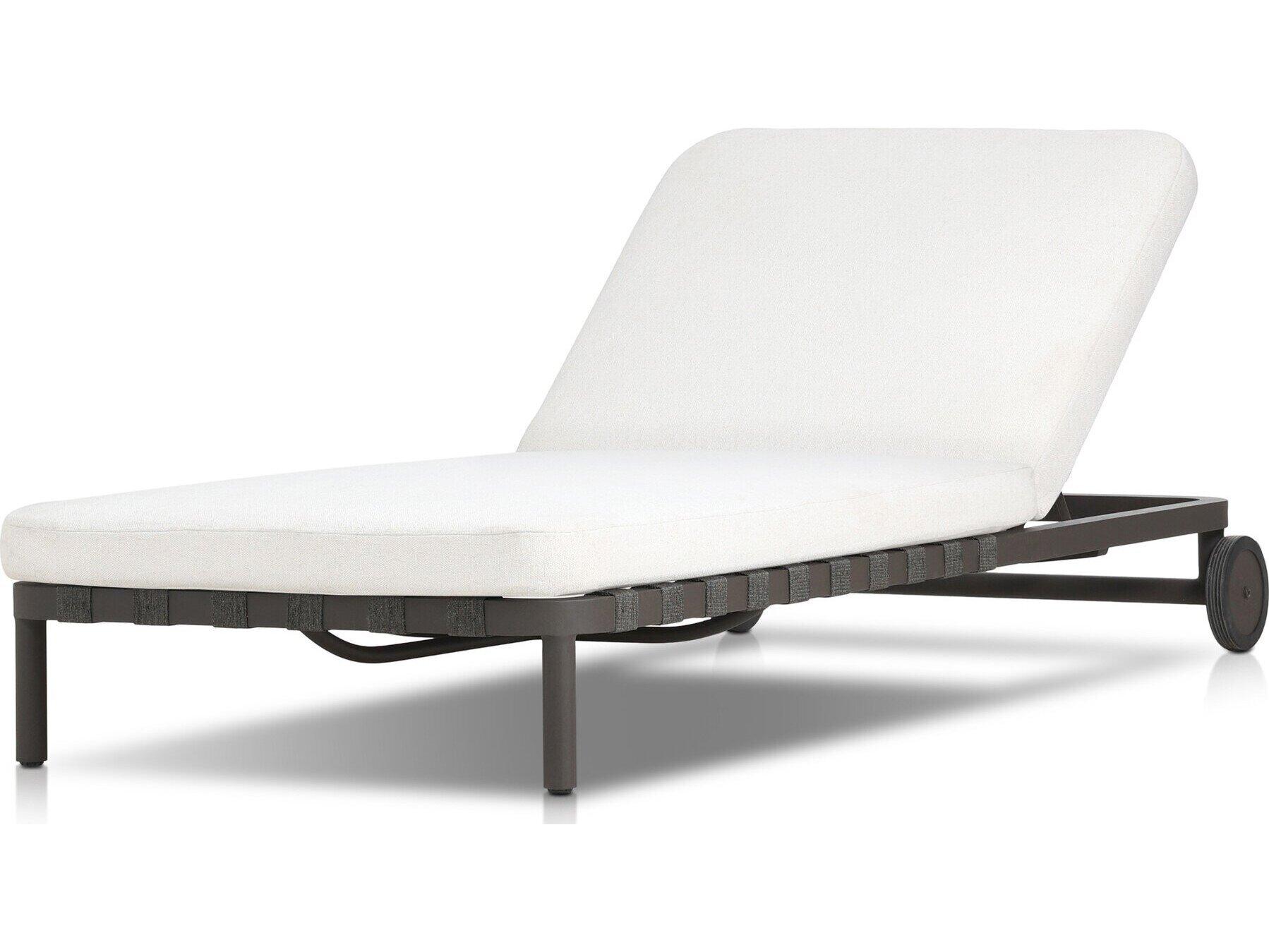 Four Hands Outdoor Solano Reine Bronze Aluminum Cushion Chaise Lounge in Alessi Linen