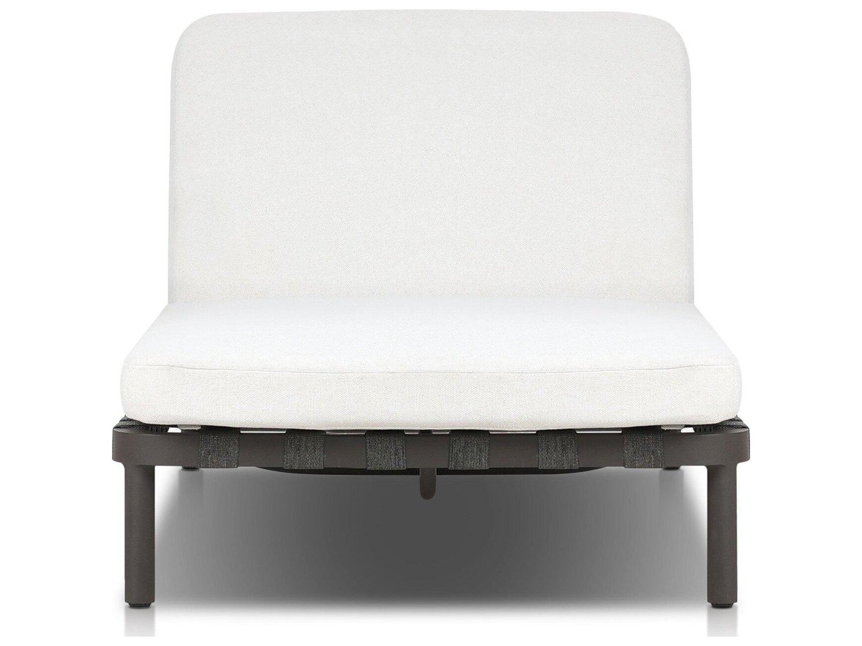 Four Hands Outdoor Solano Reine Bronze Aluminum Cushion Chaise Lounge in Alessi Linen