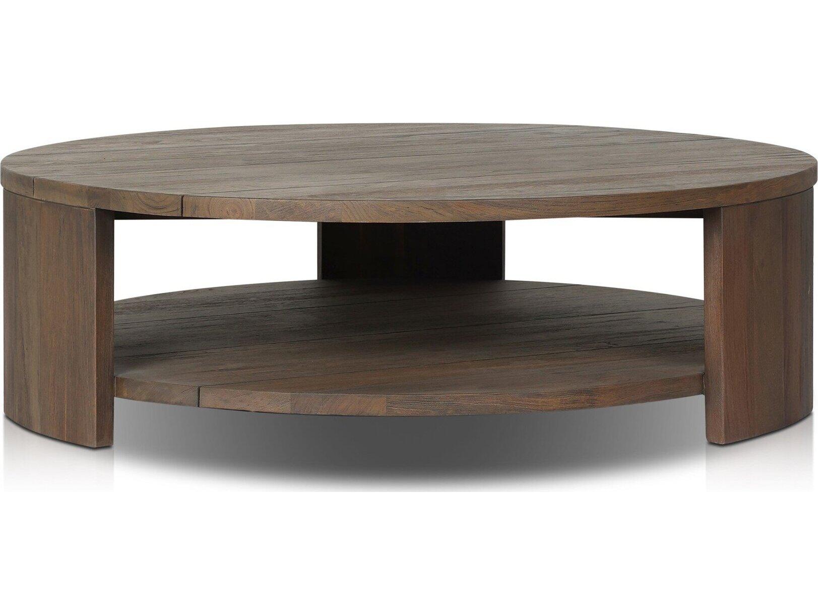 Four Hands Outdoor Providence Roca Round Coffee Table - Stained Heritage Brown-FSC