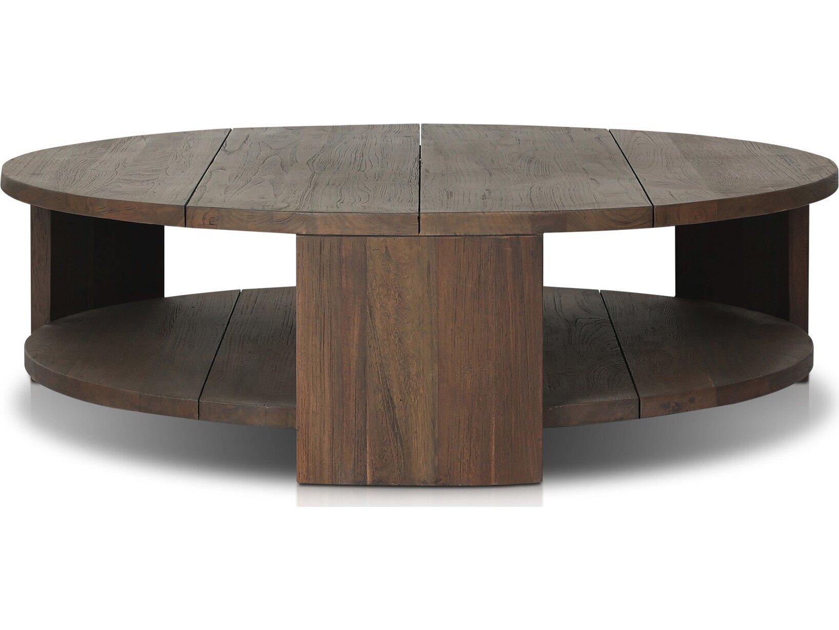 Four Hands Outdoor Providence Roca Round Coffee Table - Stained Heritage Brown-FSC