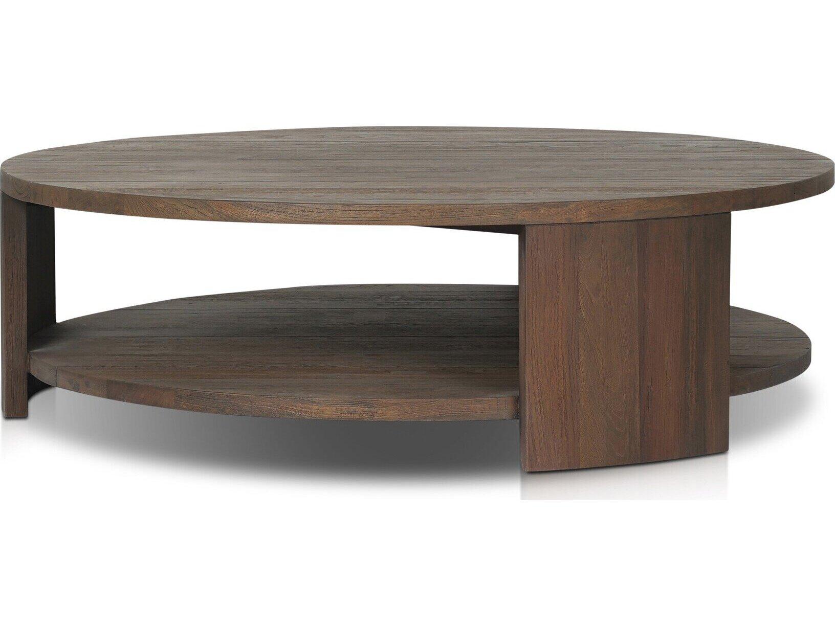 Four Hands Outdoor Providence Roca Round Coffee Table - Stained Heritage Brown-FSC