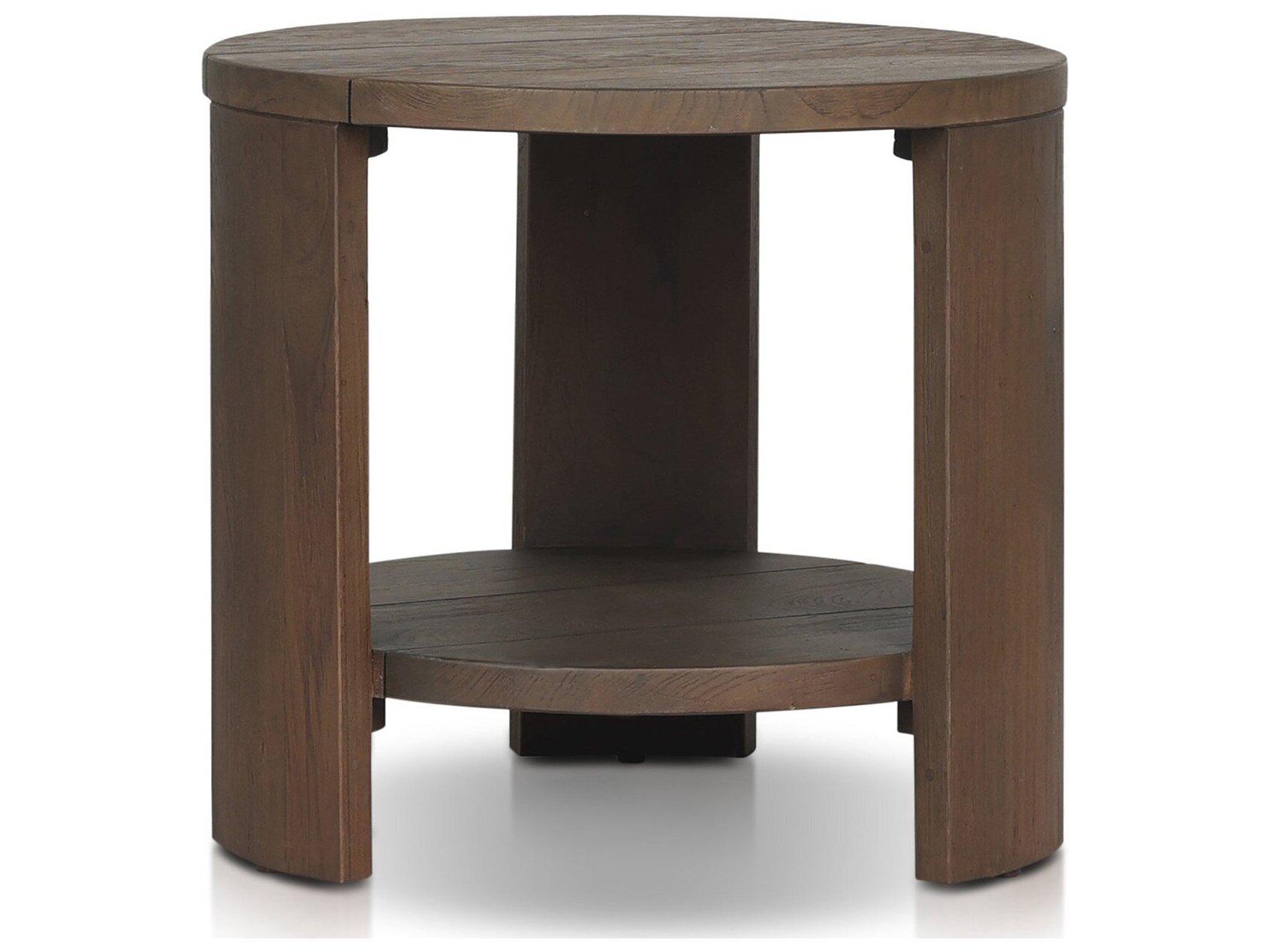 Four Hands Outdoor Providence Roca Round End Table - Stained Heritage Brown-FSC