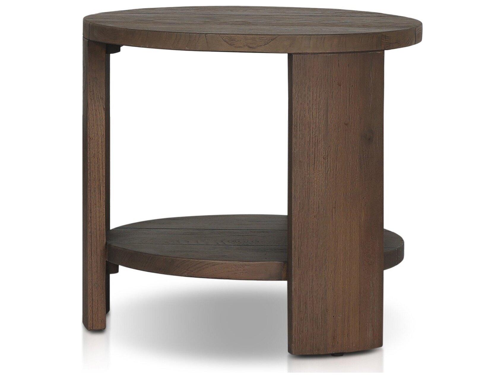 Four Hands Outdoor Providence Roca Round End Table - Stained Heritage Brown-FSC