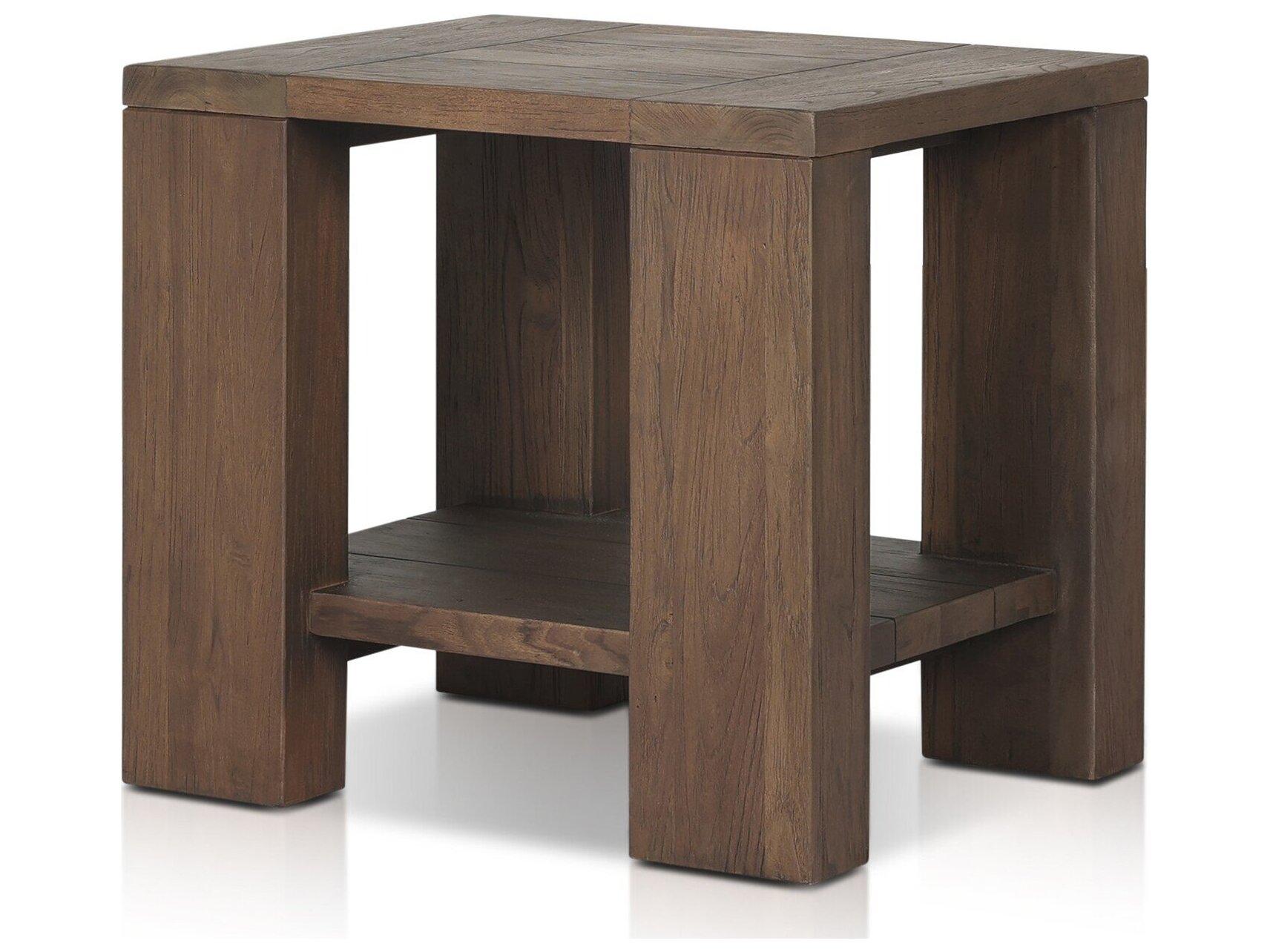 Four Hands Outdoor Providence Roca End Table - Stained Heritage Brown-FSC