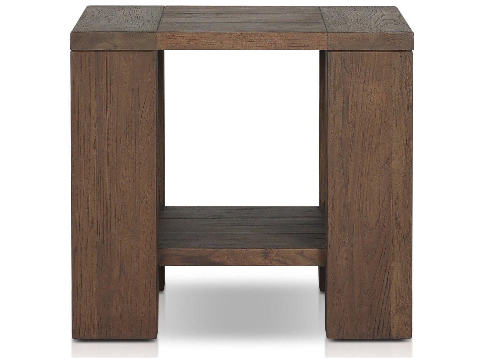 Four Hands Outdoor Providence Roca End Table - Stained Heritage Brown-FSC