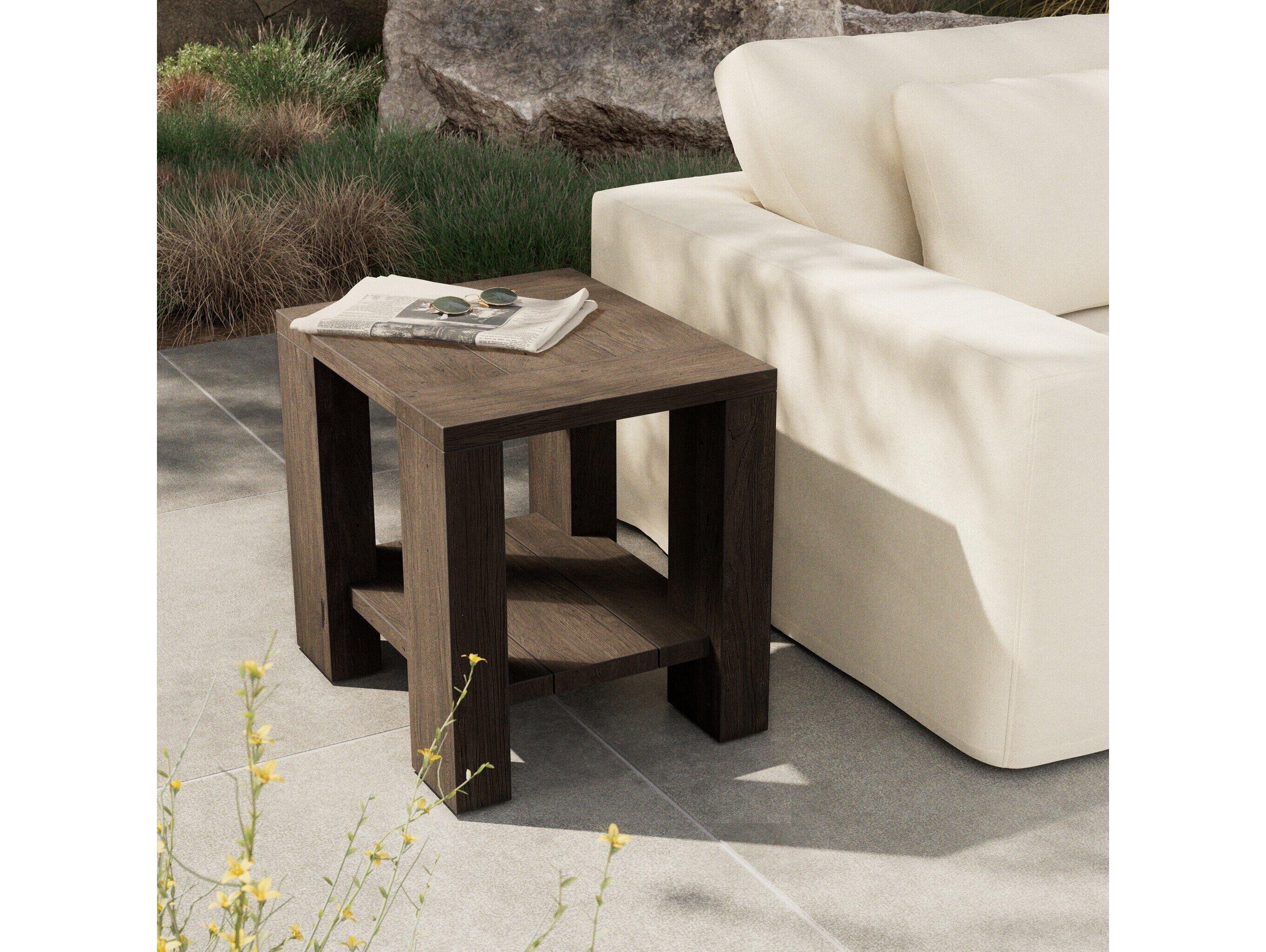 Four Hands Outdoor Providence Roca End Table - Stained Heritage Brown-FSC