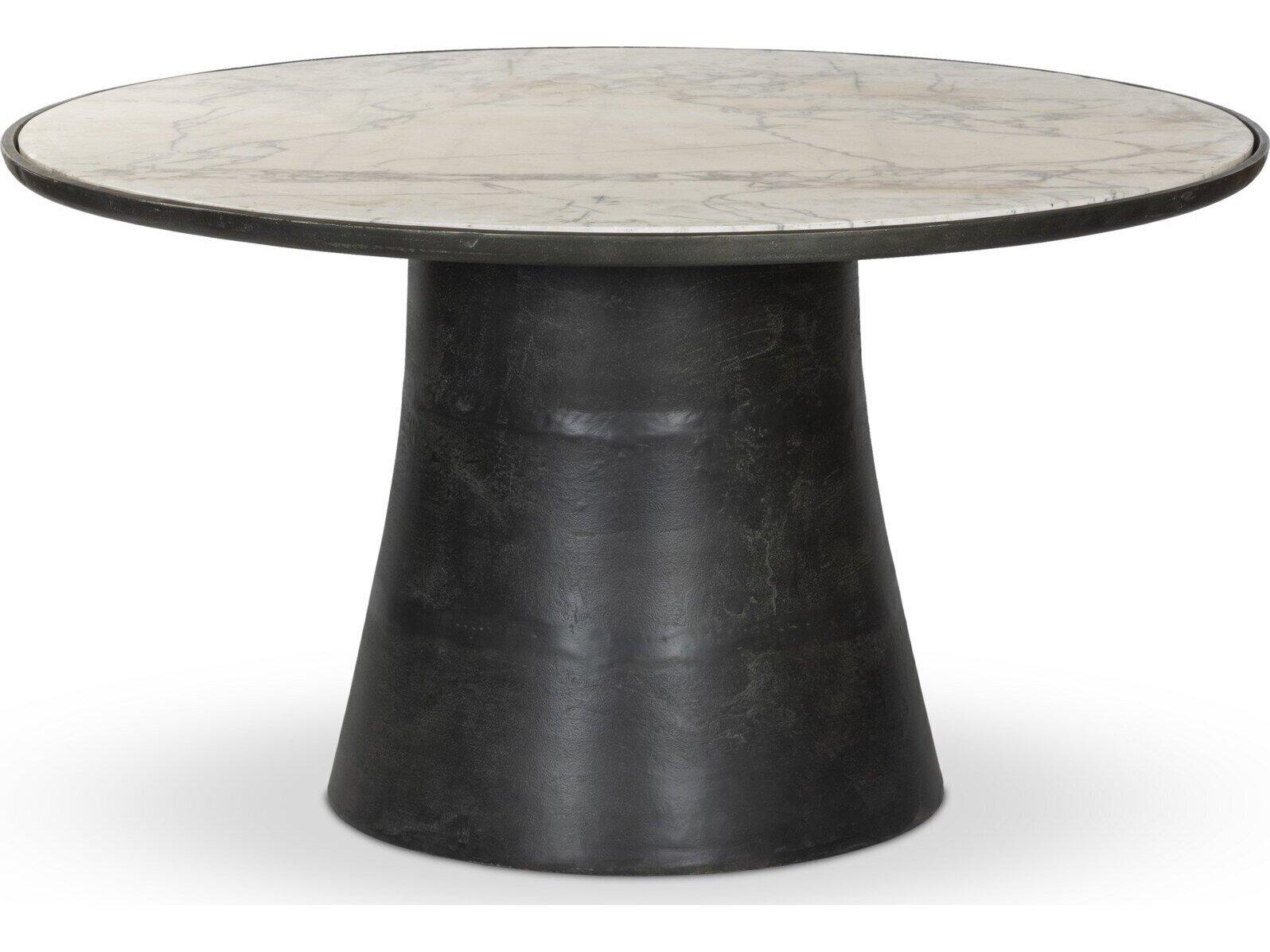 Four Hands Outdoor Marlow Balboa Dining Table - Veined White Marble