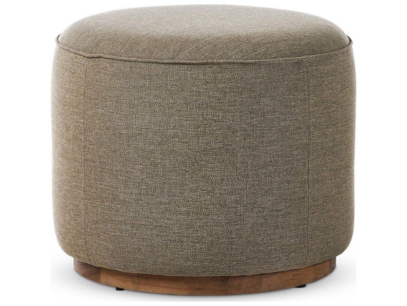 Four Hands Outdoor Garwood Sinclair Teak Cushion Ottoman in Alessi Fawn