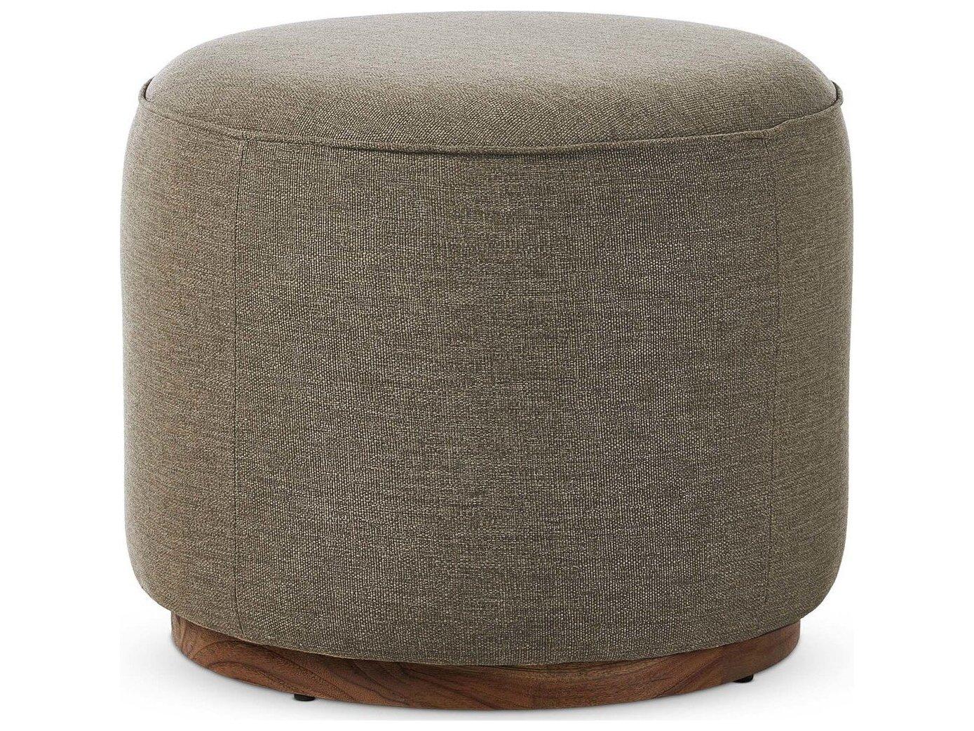 Four Hands Outdoor Garwood Sinclair Teak Cushion Ottoman in Alessi Fawn