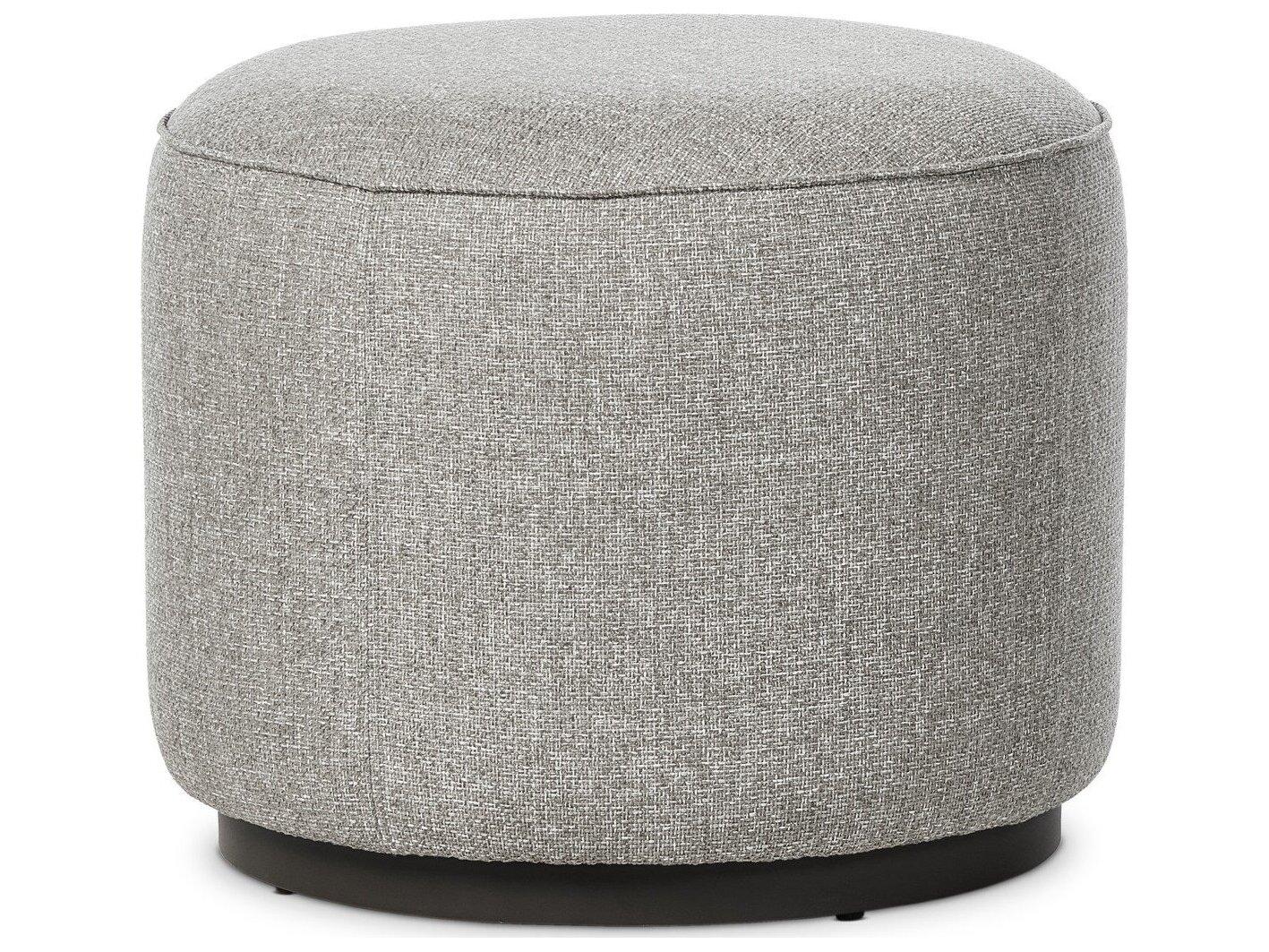 Four Hands Outdoor Garwood Sinclair Teak Cushion Ottoman in Hayes Smoke