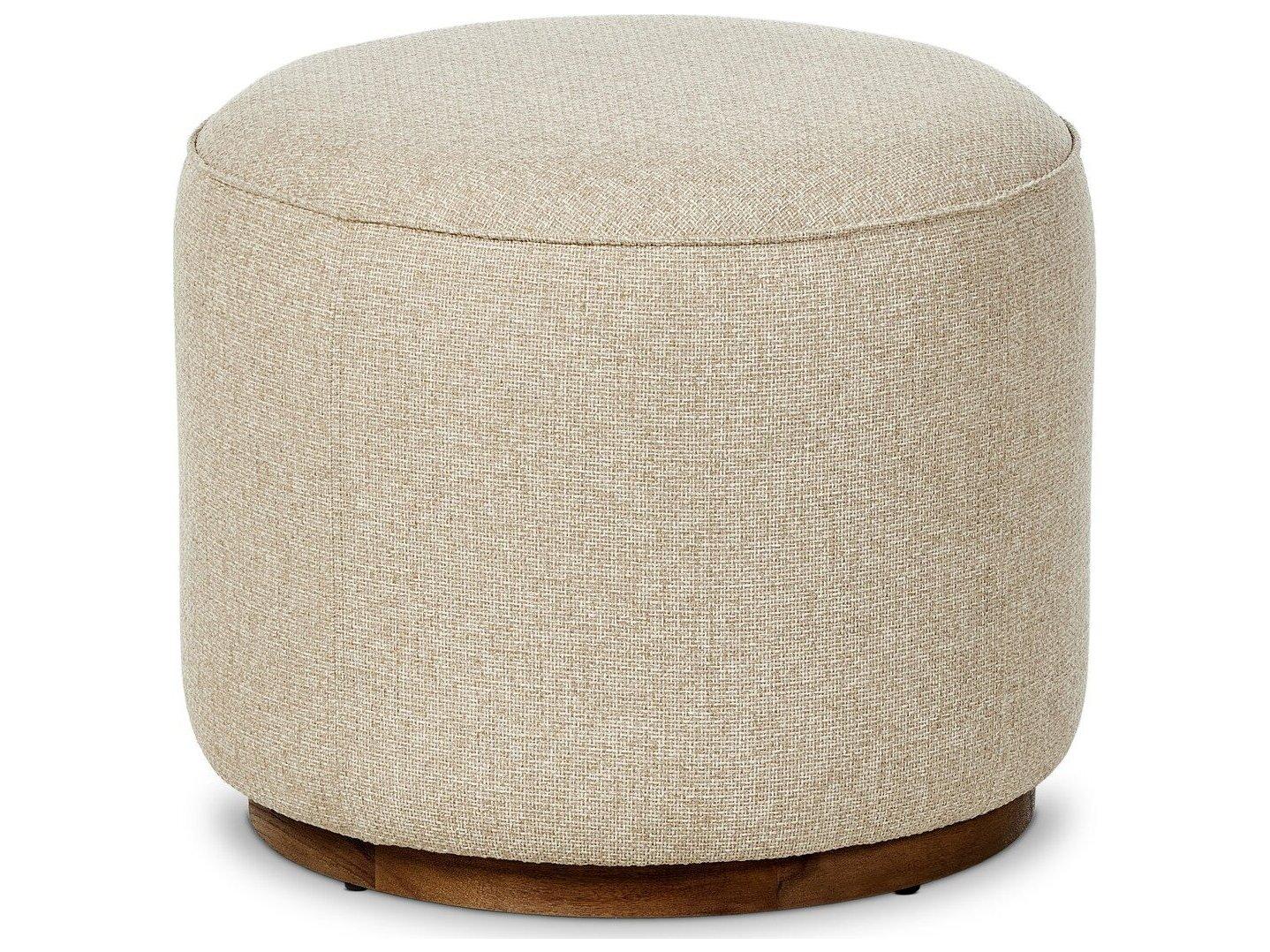 Four Hands Outdoor Garwood Sinclair Teak Cushion Ottoman in Hayes Cream