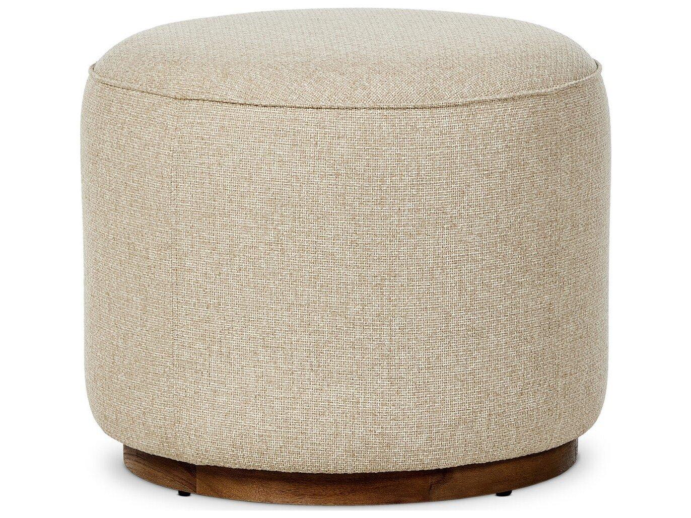 Four Hands Outdoor Garwood Sinclair Teak Cushion Ottoman in Hayes Cream