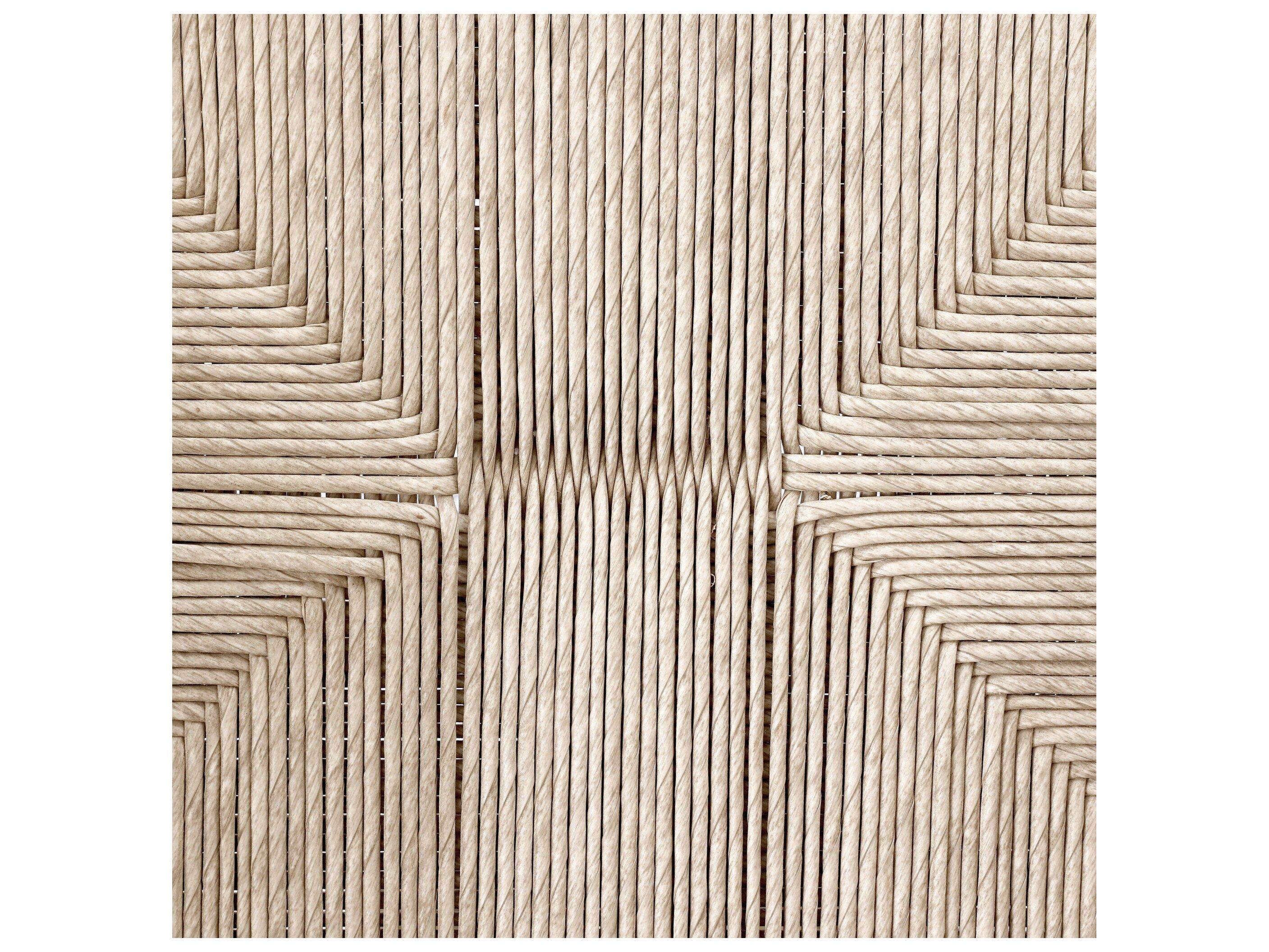 Four Hands Outdoor Grass Roots Herrin Teak Wicker Dining Arm Chair in Vintage White