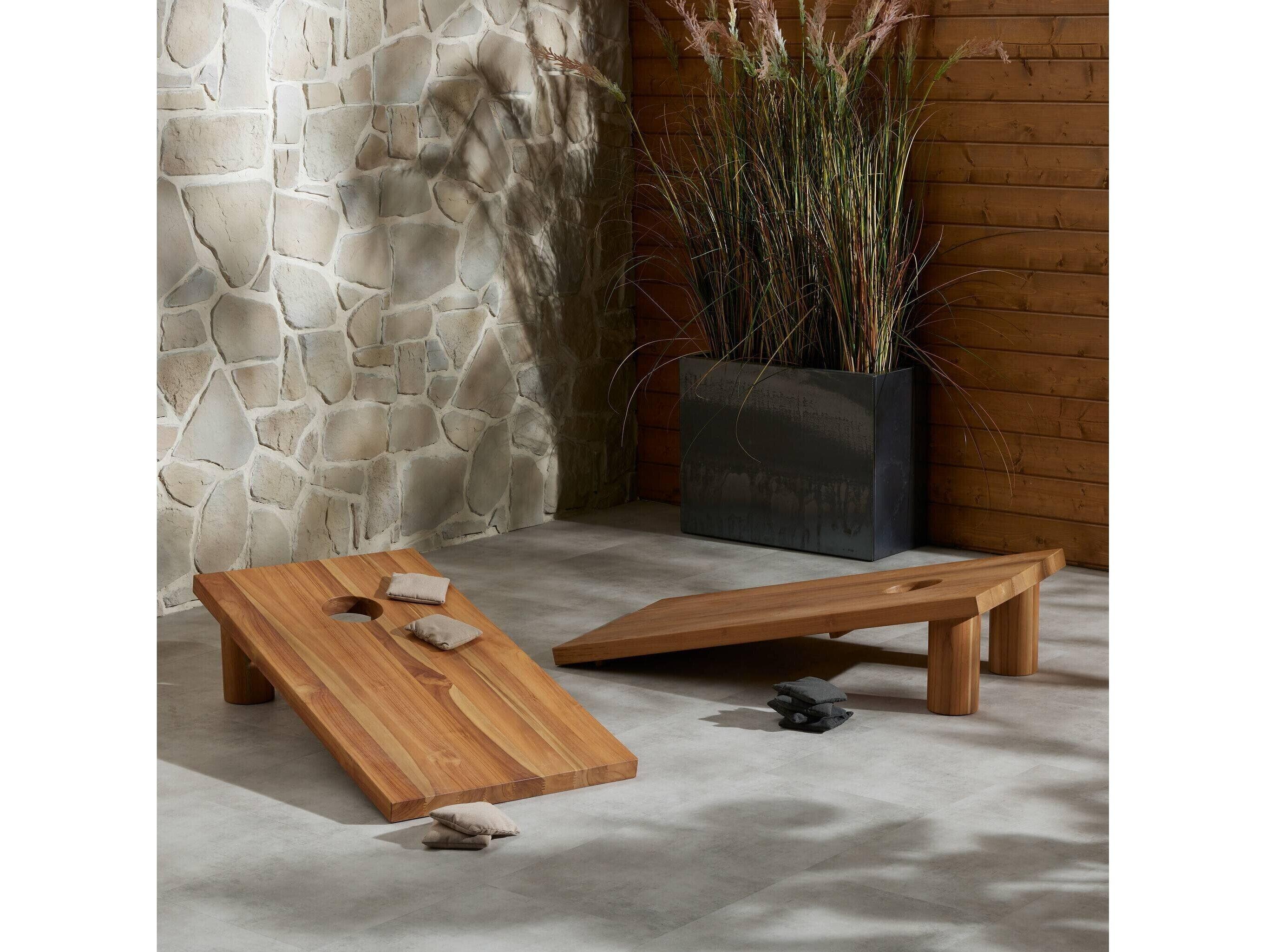 Four Hands Outdoor Duvall Aged Natural Teak Bag Toss Set