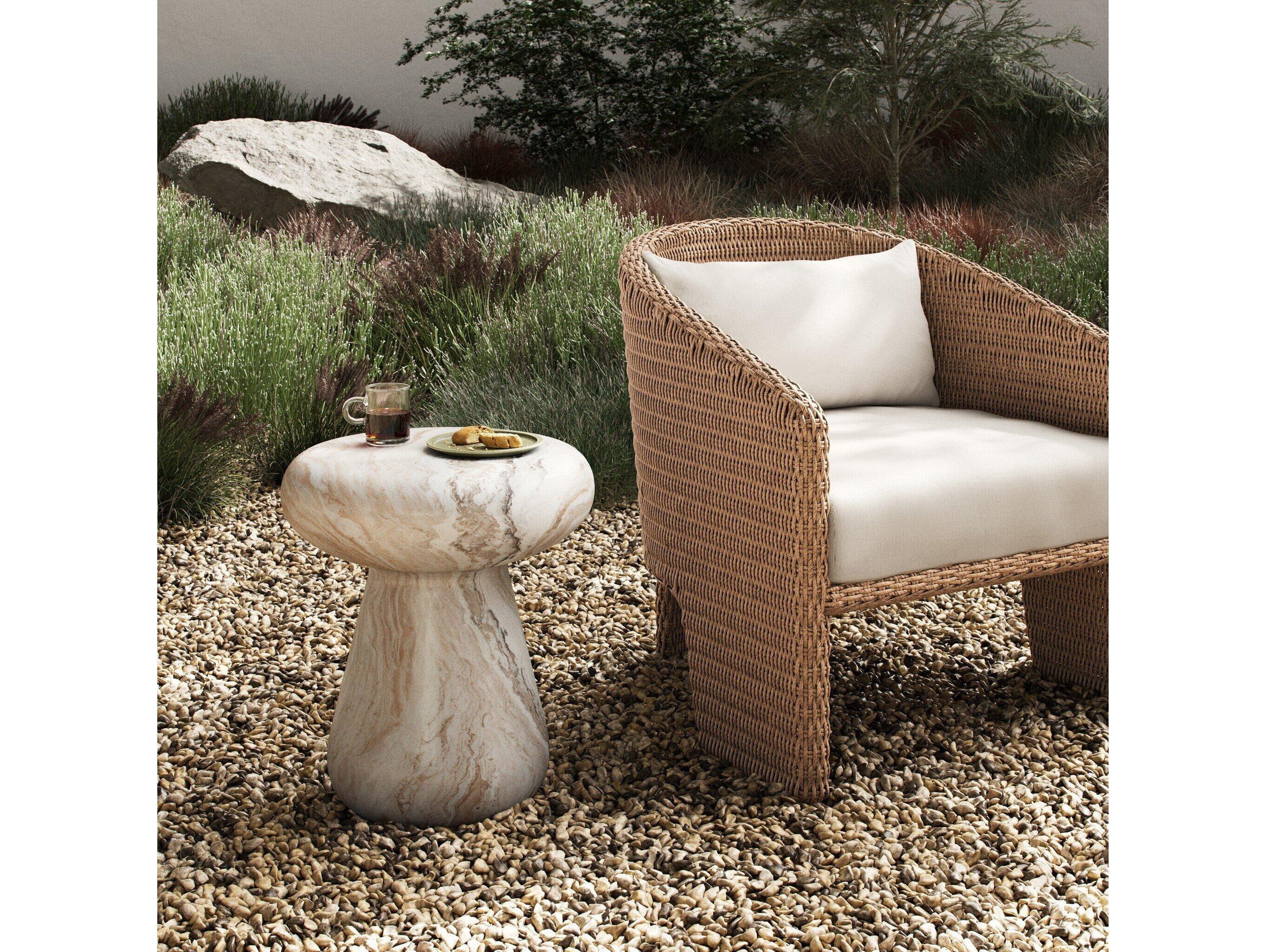 Four Hands Outdoor Marlow Pablo Sawar Marble 17" Round End Table