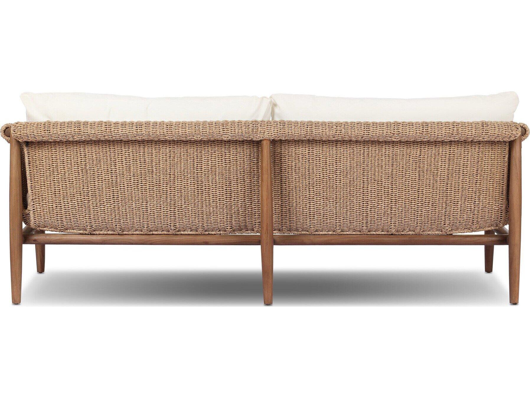 Luxecor Globetrotter Outdoor Cambrie Teak Wicker Cushion Sofa in Arashi Salt