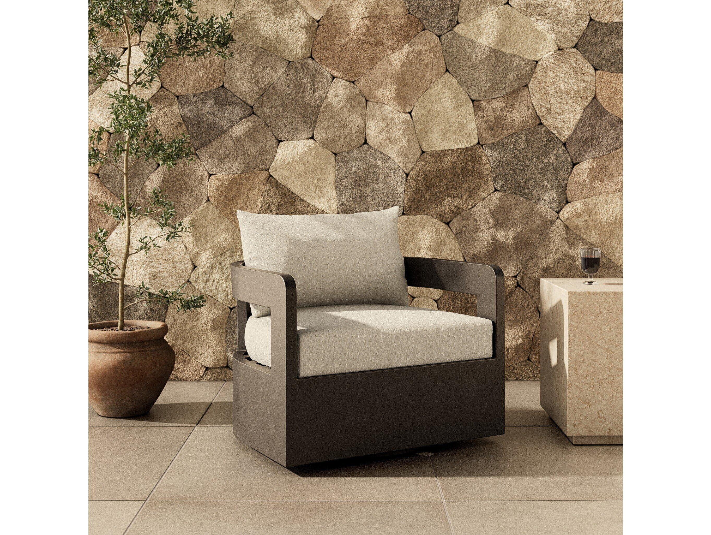 Four Hands Outdoor Pembrook Jackson Metal Swivel Chair - Alessi Linen