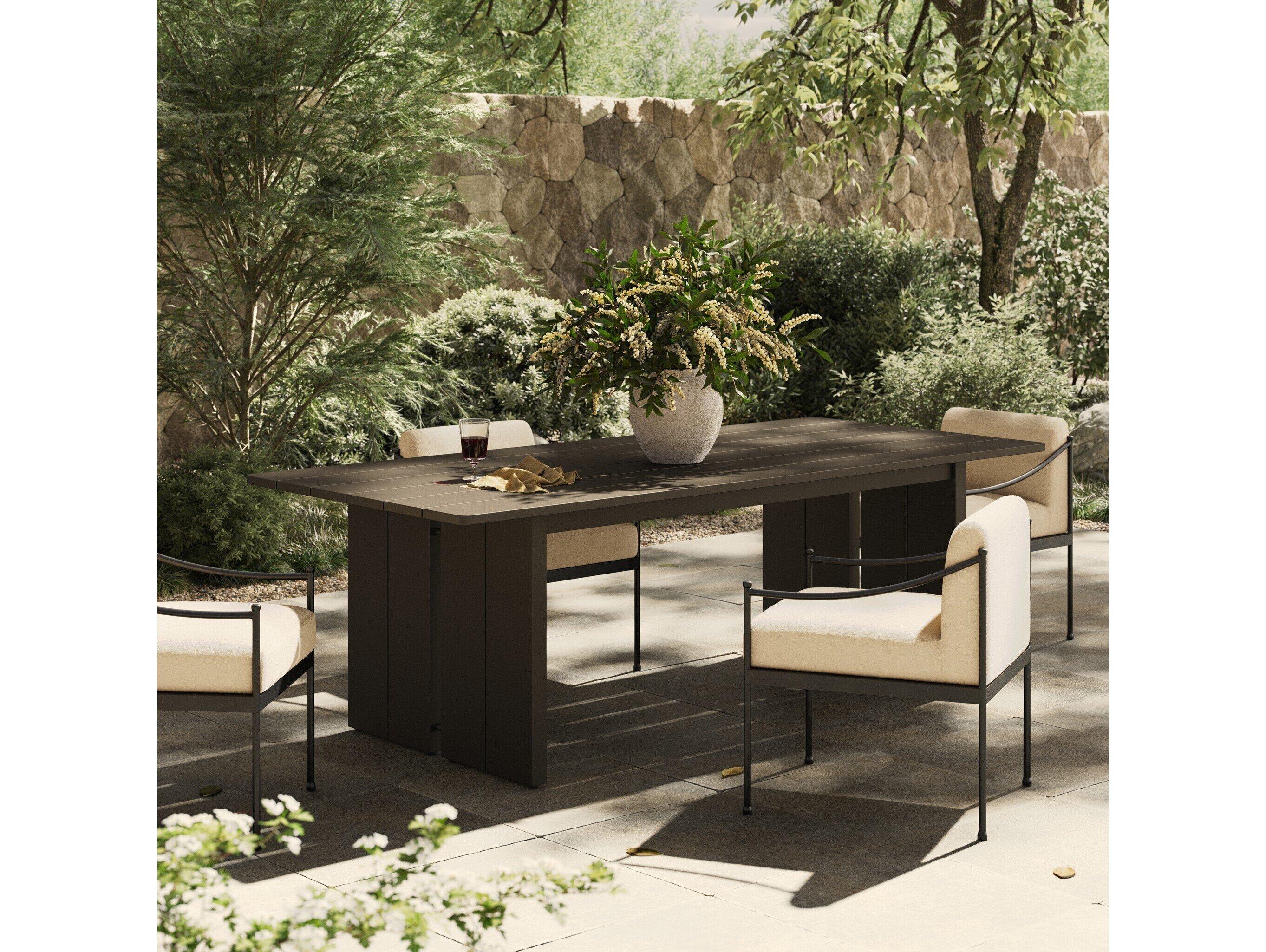 Four Hands Outdoor Solano Chapman Bronze Aluminum 91.5" x 41" Rectangular Dining Table